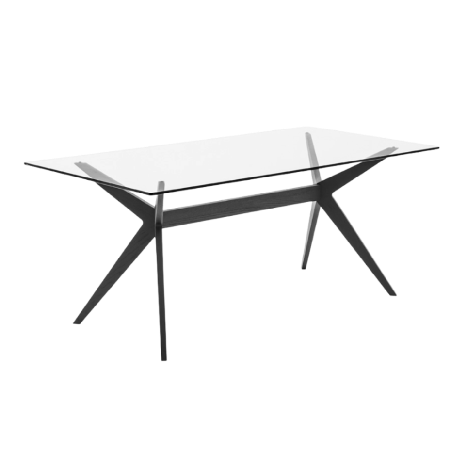 Stôl KENT so sklenenou doskou a čiernym podstavcom