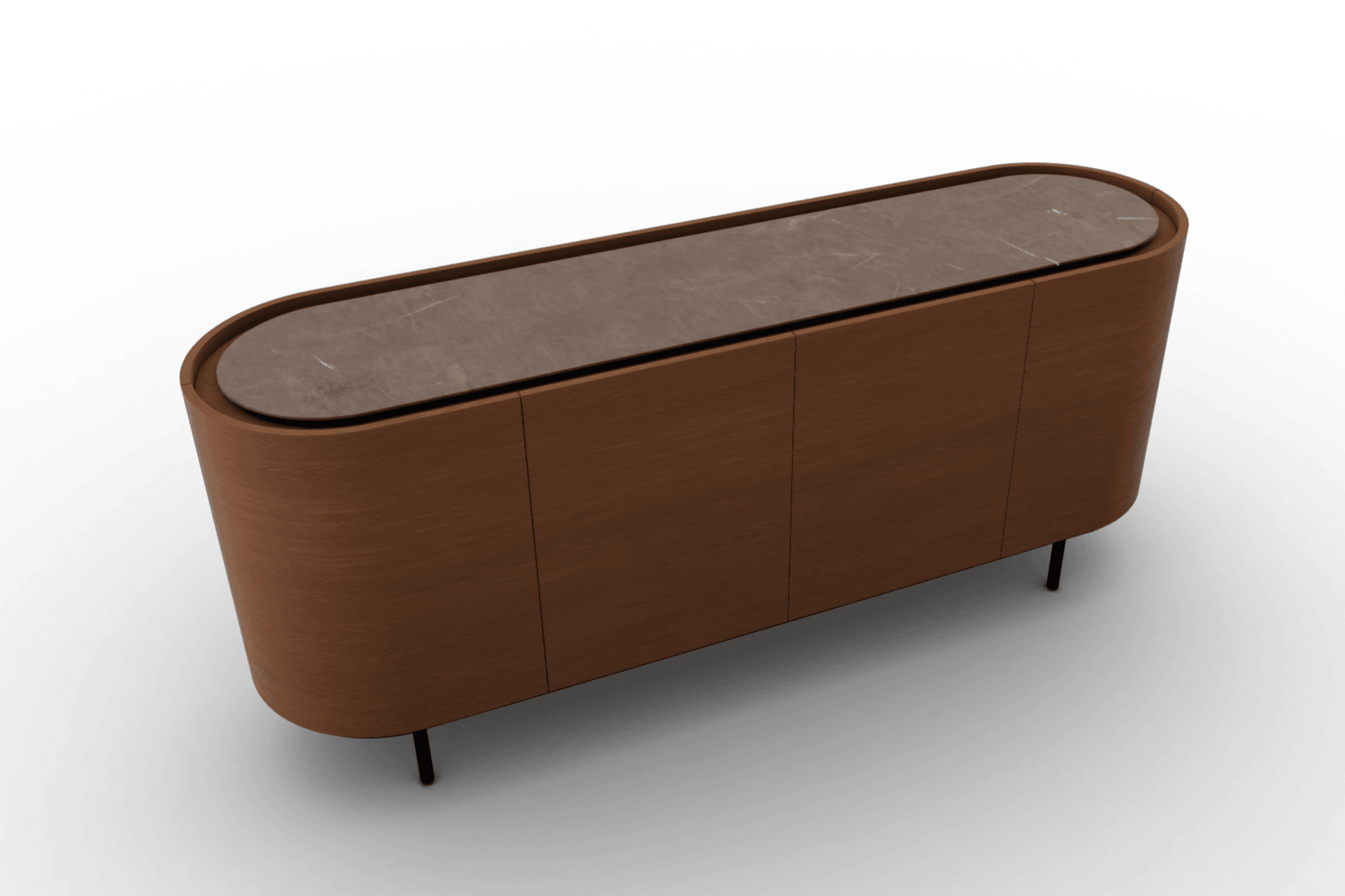 Komoda LAKE orzechowy Calligaris 4 drzwiowa brązowa ceramika Eye on Design