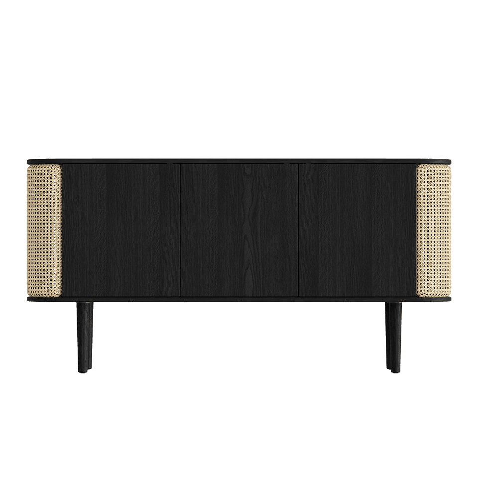 Komoda TREASURES rattan z czarnym dębem UMAGE 3-drzwiowa Eye on Design