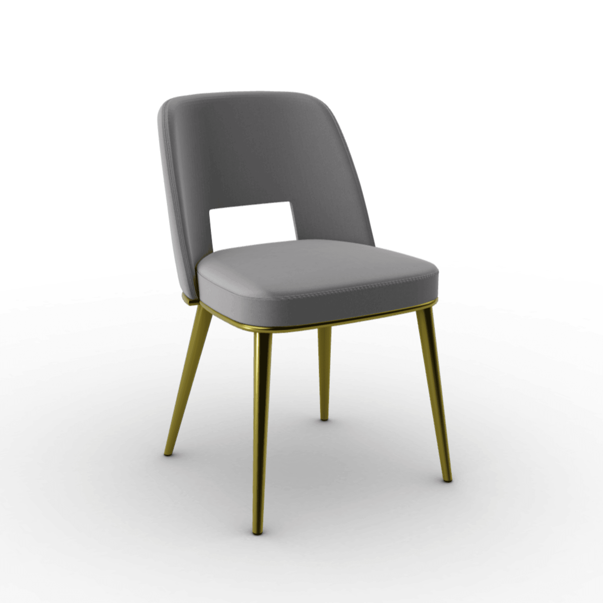 Krzesło aksamitne FOYER szary z metalową podstawą Calligaris matowy mosiądz Eye on Design