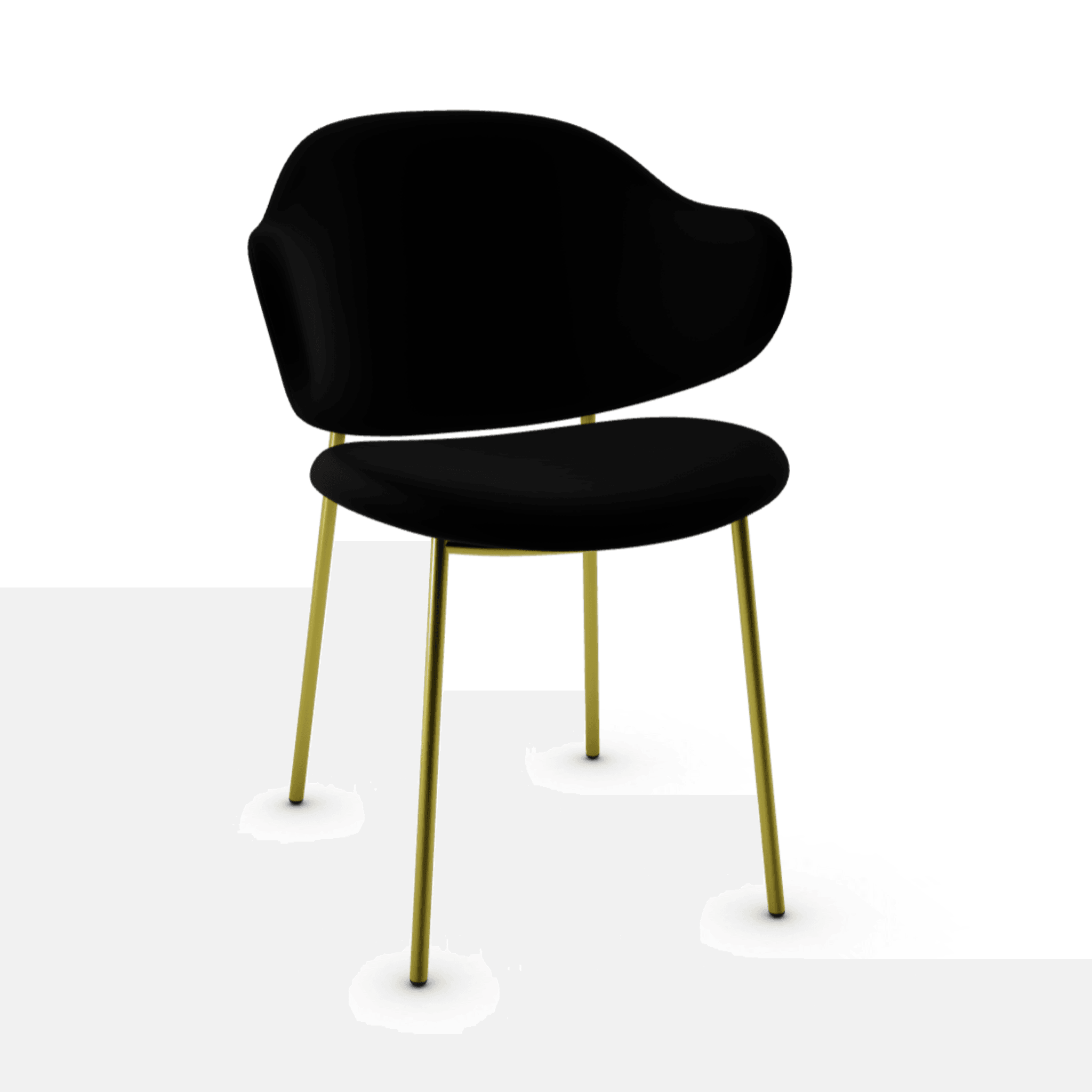 Krzesło aksamitne HOLLY czarny z metalową podstawą Calligaris matowy mosiądz Eye on Design