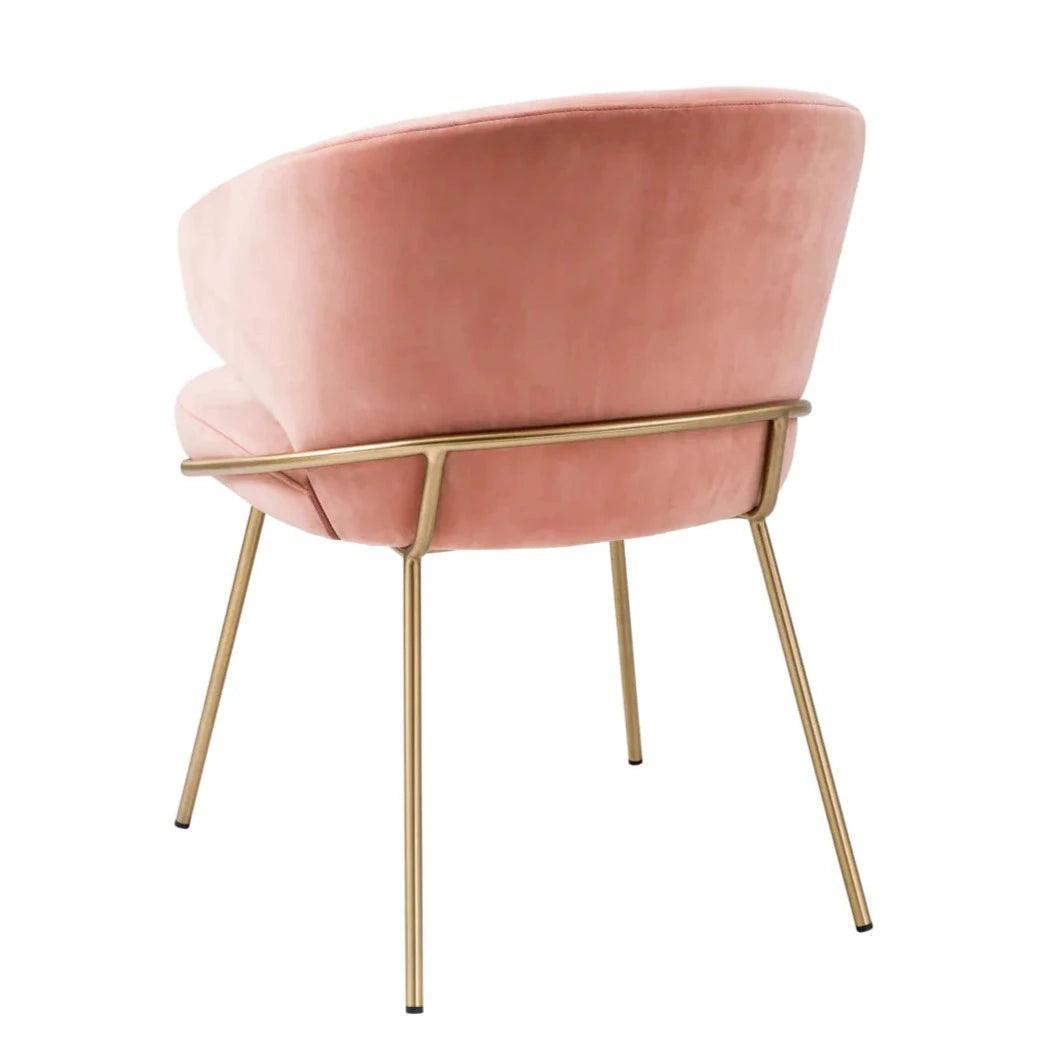 Krzesło aksamitne KINLEY różowy z mosiężnym wykończeniem Eichholtz Eye on Design