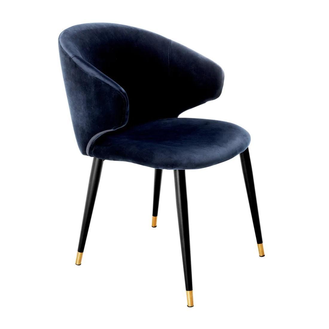 Krzesło aksamitne z podłokietnikami VOLANTE granatowy Eichholtz Eye on Design