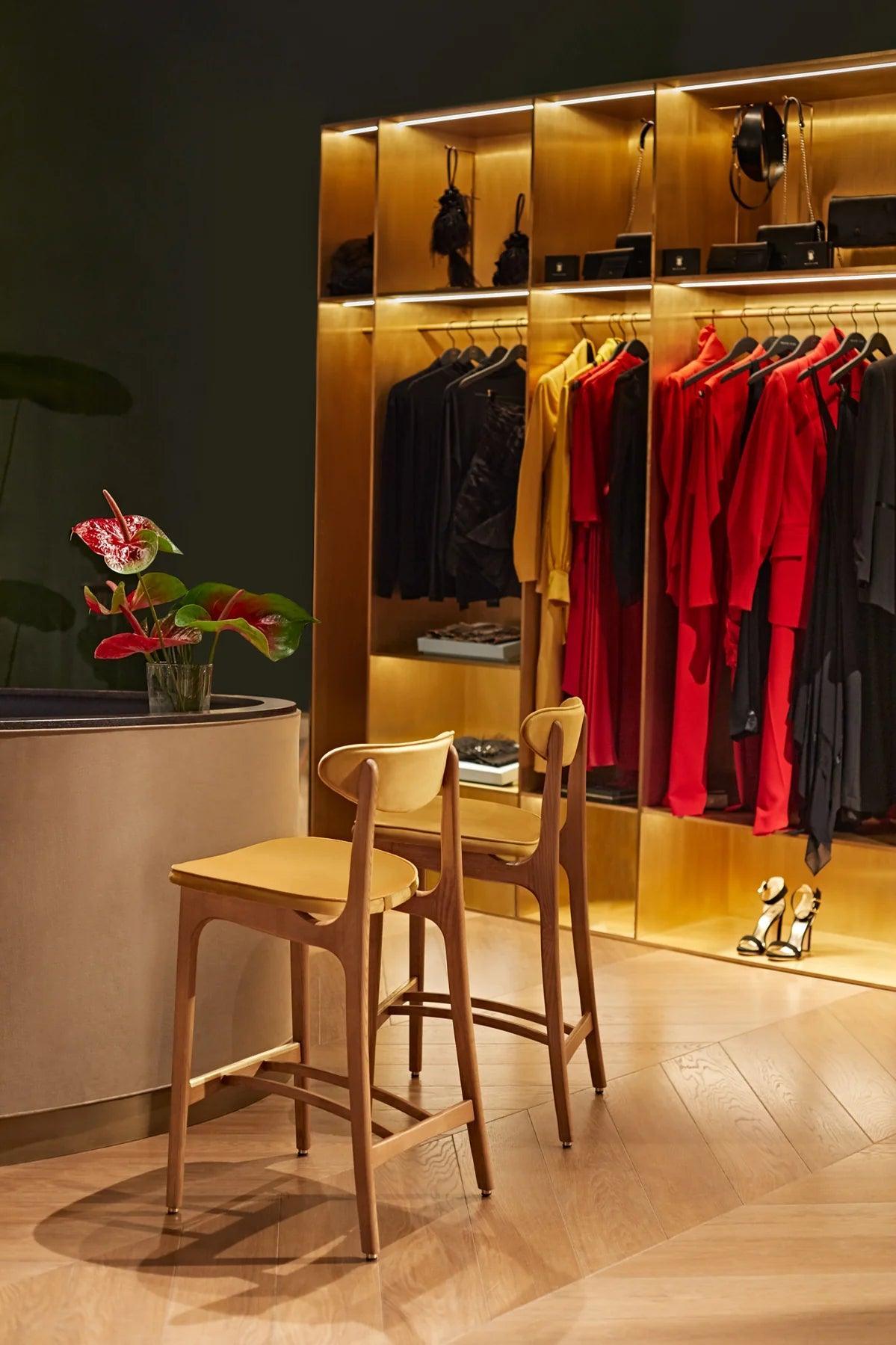 Krzesło barowe 200-190 żółty w tkaninie Boucle Mustard 366 concept Eye on Design