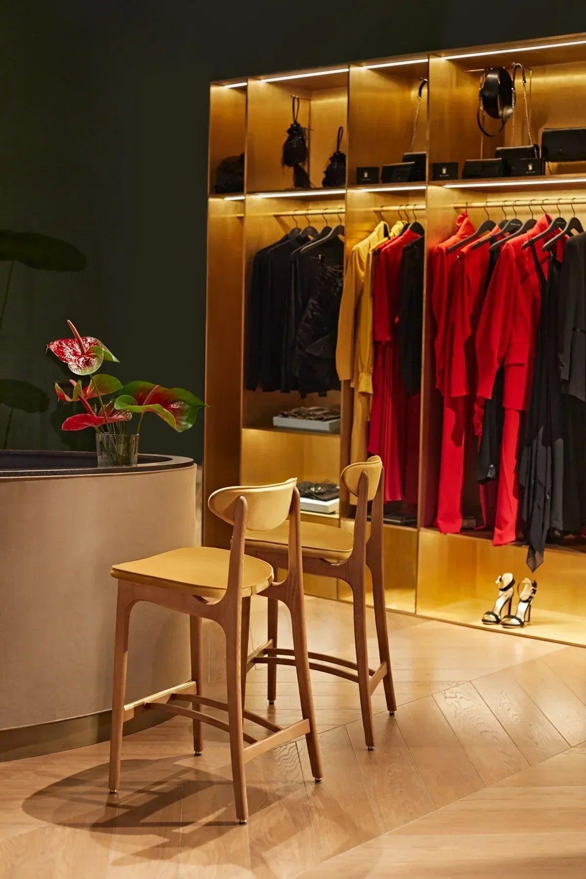 Krzesło barowe 200-190 żółty w tkaninie Shine Velvet Mustard 366 concept Eye on Design