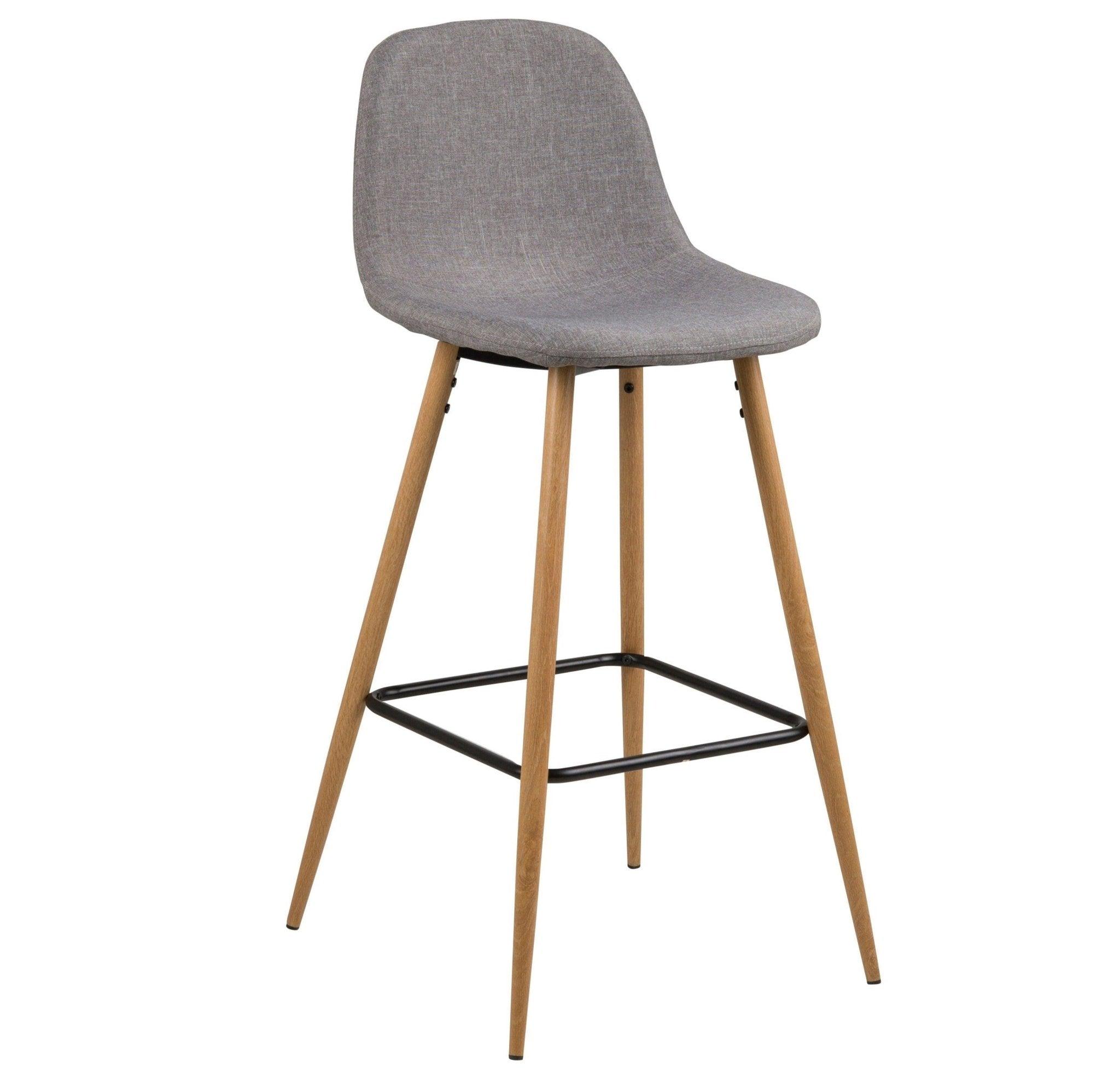 Krzesło barowe LIVIA jasnoszary z drewnianą podstawą Home Essentials Eye on Design