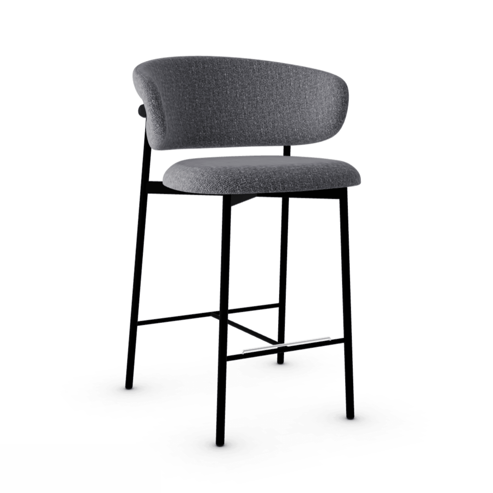 Krzesło barowe OLEANDRO boucle antracytowy z metalową podstawą Calligaris metalowa matowa czerń Eye on Design
