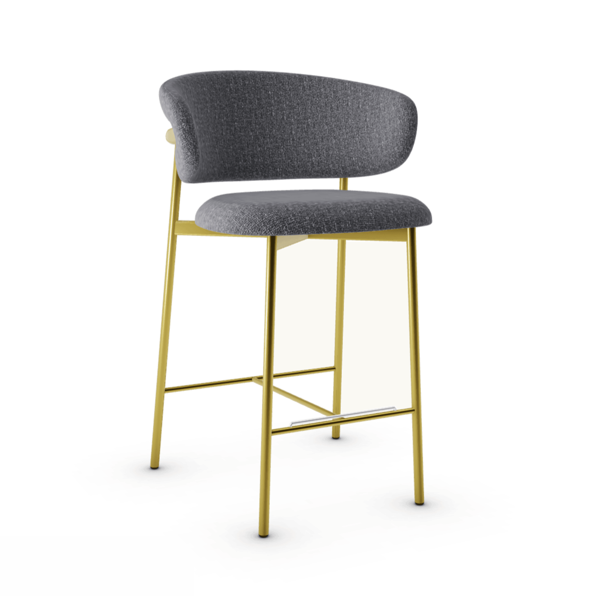 Krzesło barowe OLEANDRO boucle antracytowy z metalową podstawą Calligaris metalowa polerowany mosiądz Eye on Design