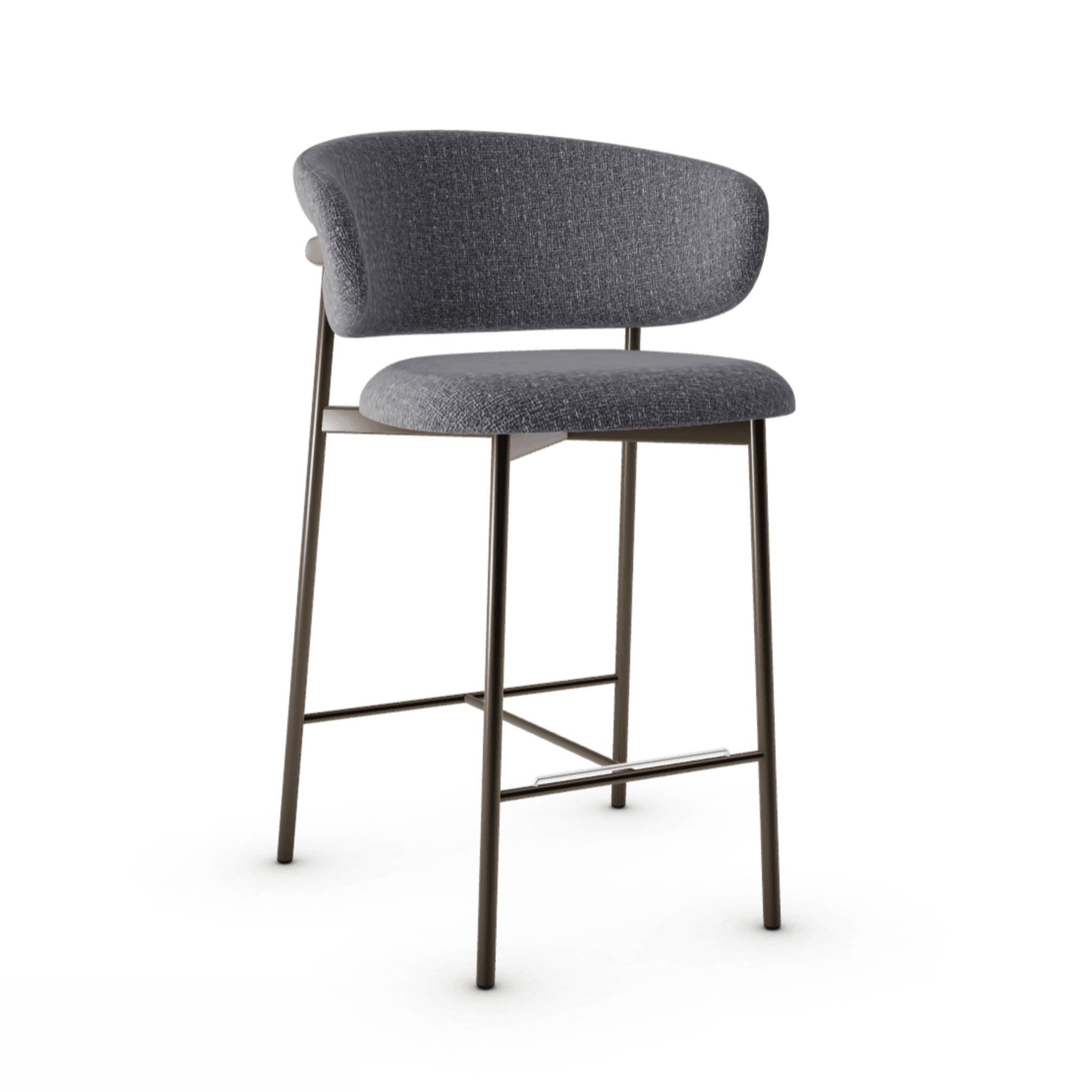 Krzesło barowe OLEANDRO boucle antracytowy z metalową podstawą Calligaris metalowa matowy brąz Eye on Design