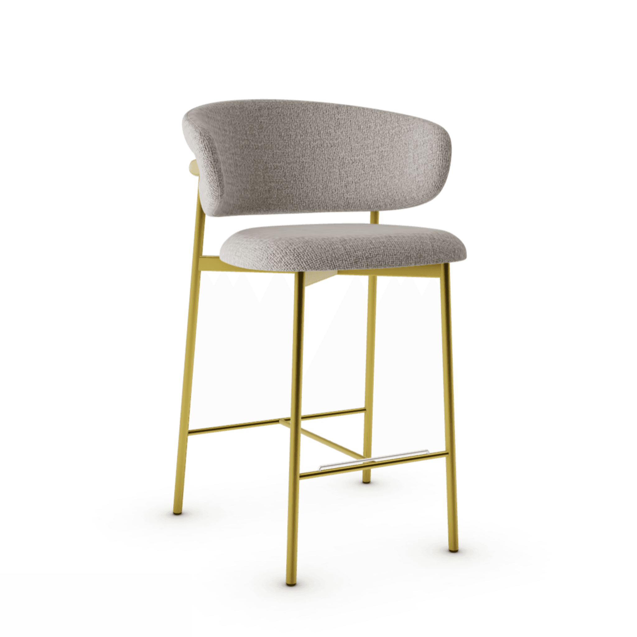 Krzesło barowe OLEANDRO boucle beżowy z metalową podstawą Calligaris metalowa polerowany mosiądz Eye on Design