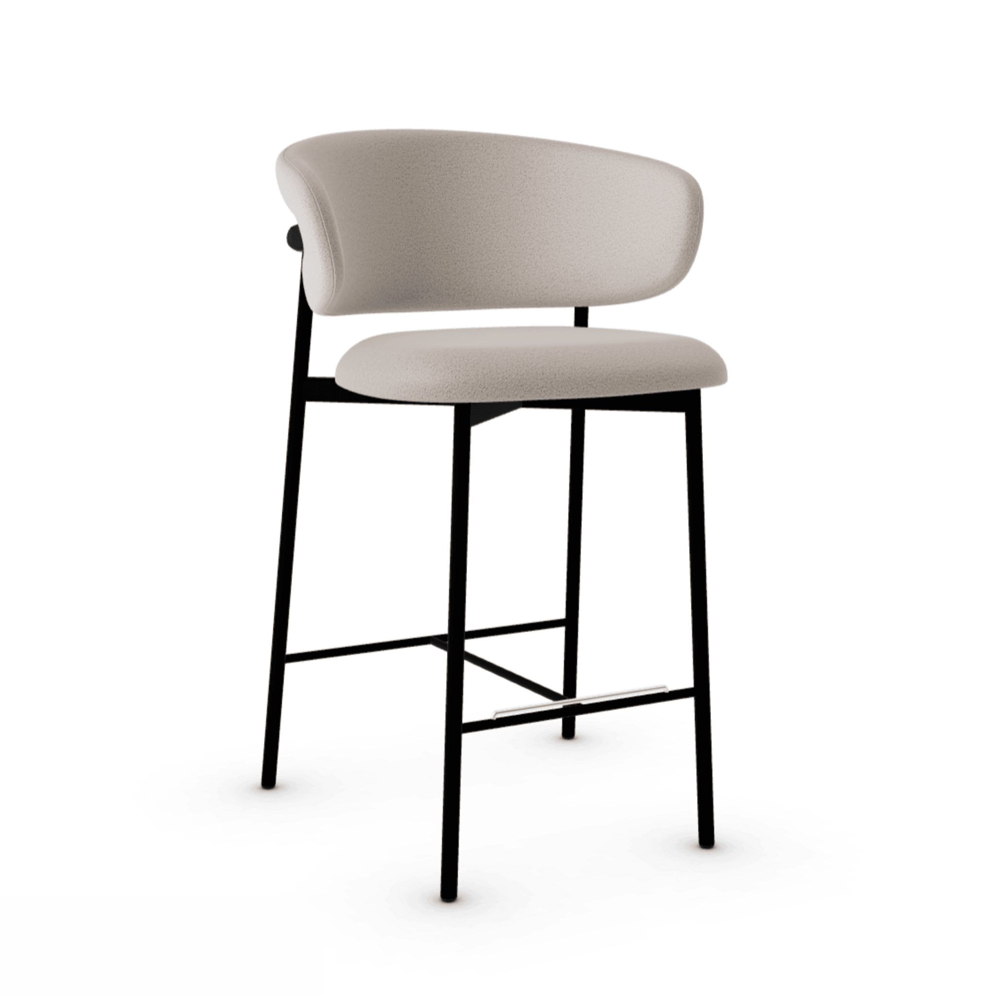 Krzesło barowe OLEANDRO boucle jasnobrązowy z metalową podstawą Calligaris metalowa matowa czerń Eye on Design