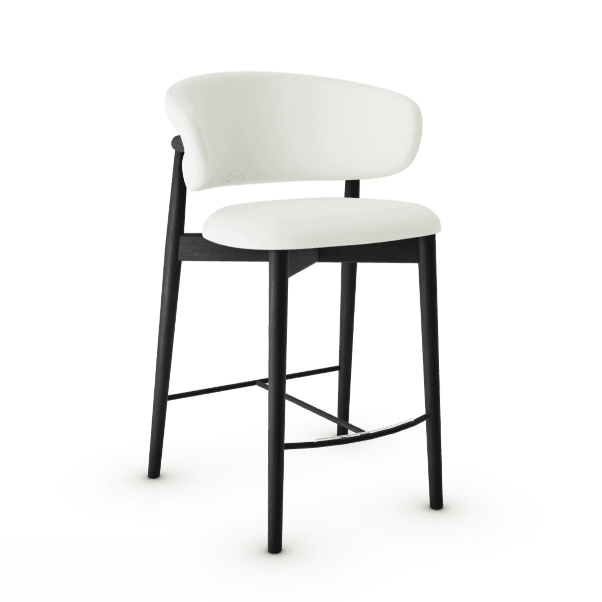 Krzesło barowe OLEANDRO boucle kremowy z drewnianą podstawą Calligaris matowa czerń Eye on Design