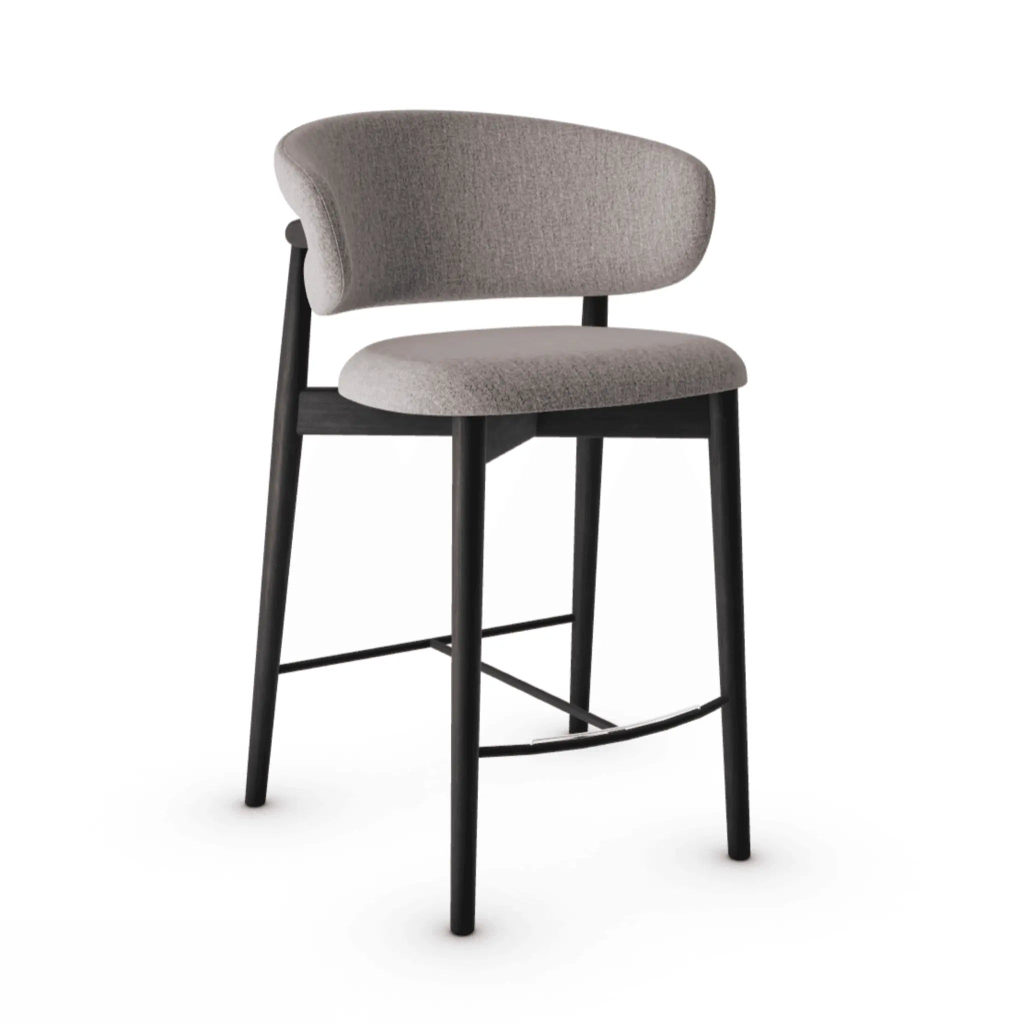 Krzesło barowe OLEANDRO boucle taupe z drewnianą podstawą Calligaris drewniana matowa czerń Eye on Design