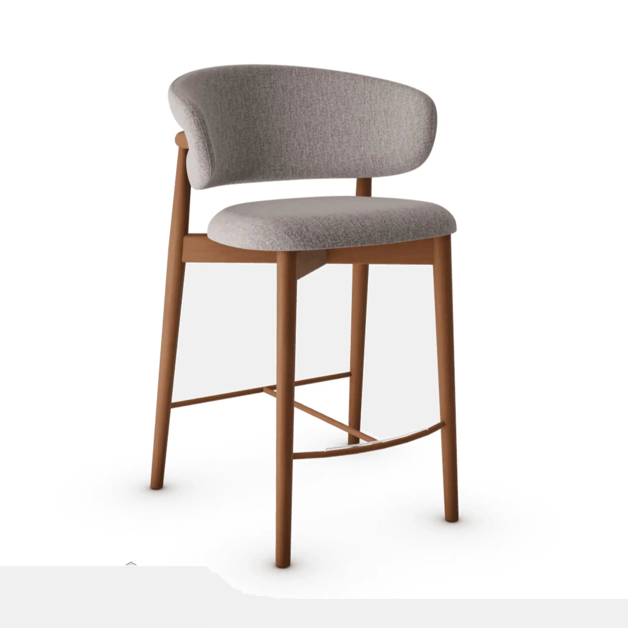 Krzesło barowe OLEANDRO boucle taupe z drewnianą podstawą Calligaris drewniana orzech włoski Eye on Design