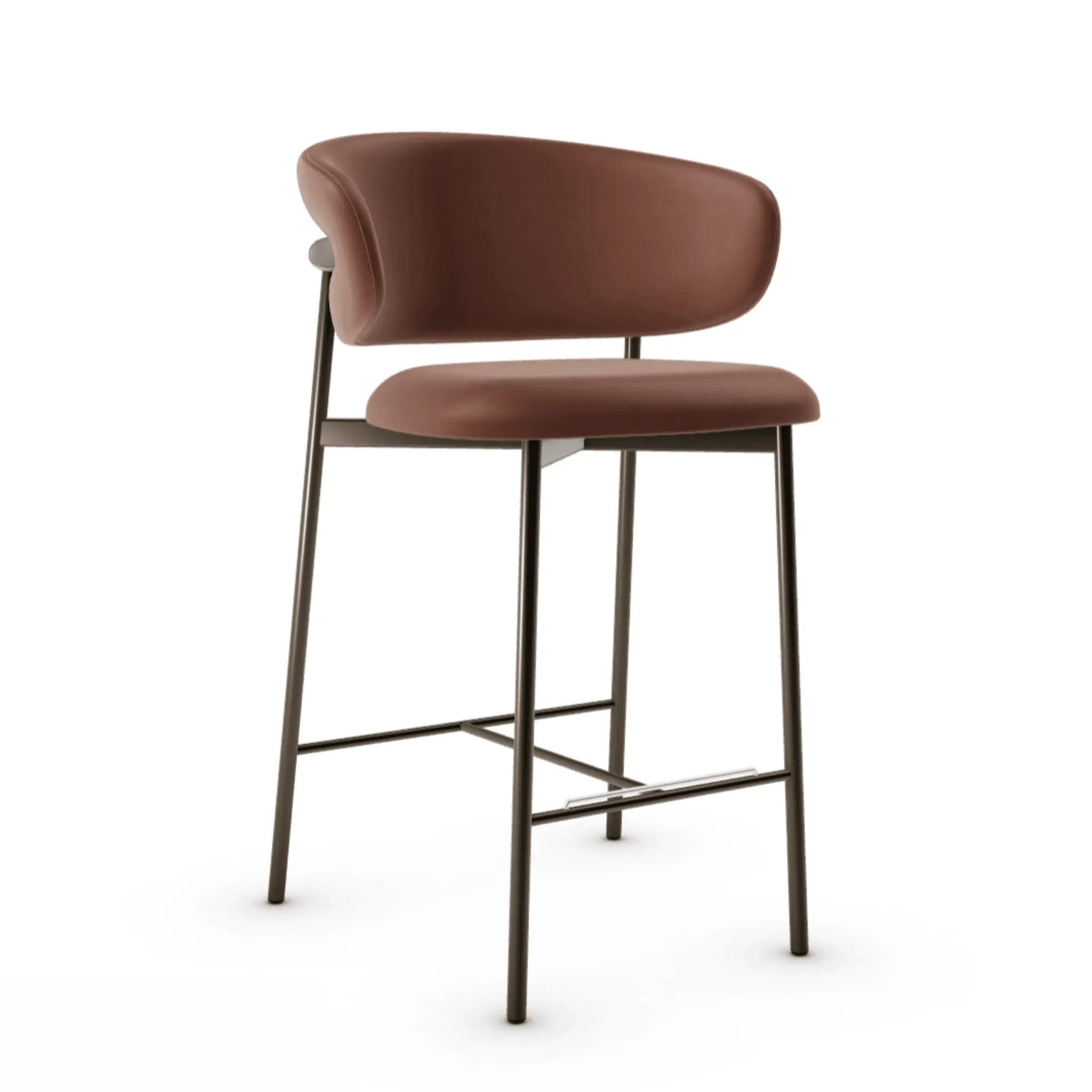 Krzesło barowe OLEANDRO brązowa ekoskóra z metalową podstawą Calligaris metalowa matowy brąz Eye on Design