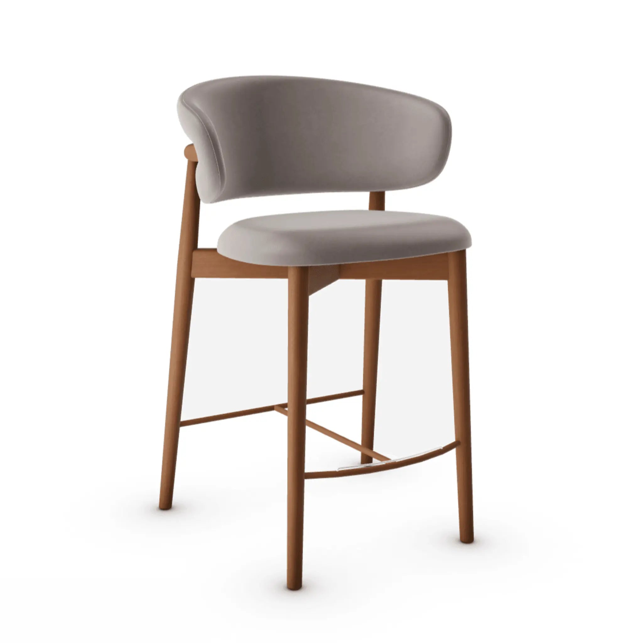 Krzesło barowe OLEANDRO ciemnobeżowa ekoskóra z drewnianą podstawą Calligaris drewniana orzech włoski Eye on Design