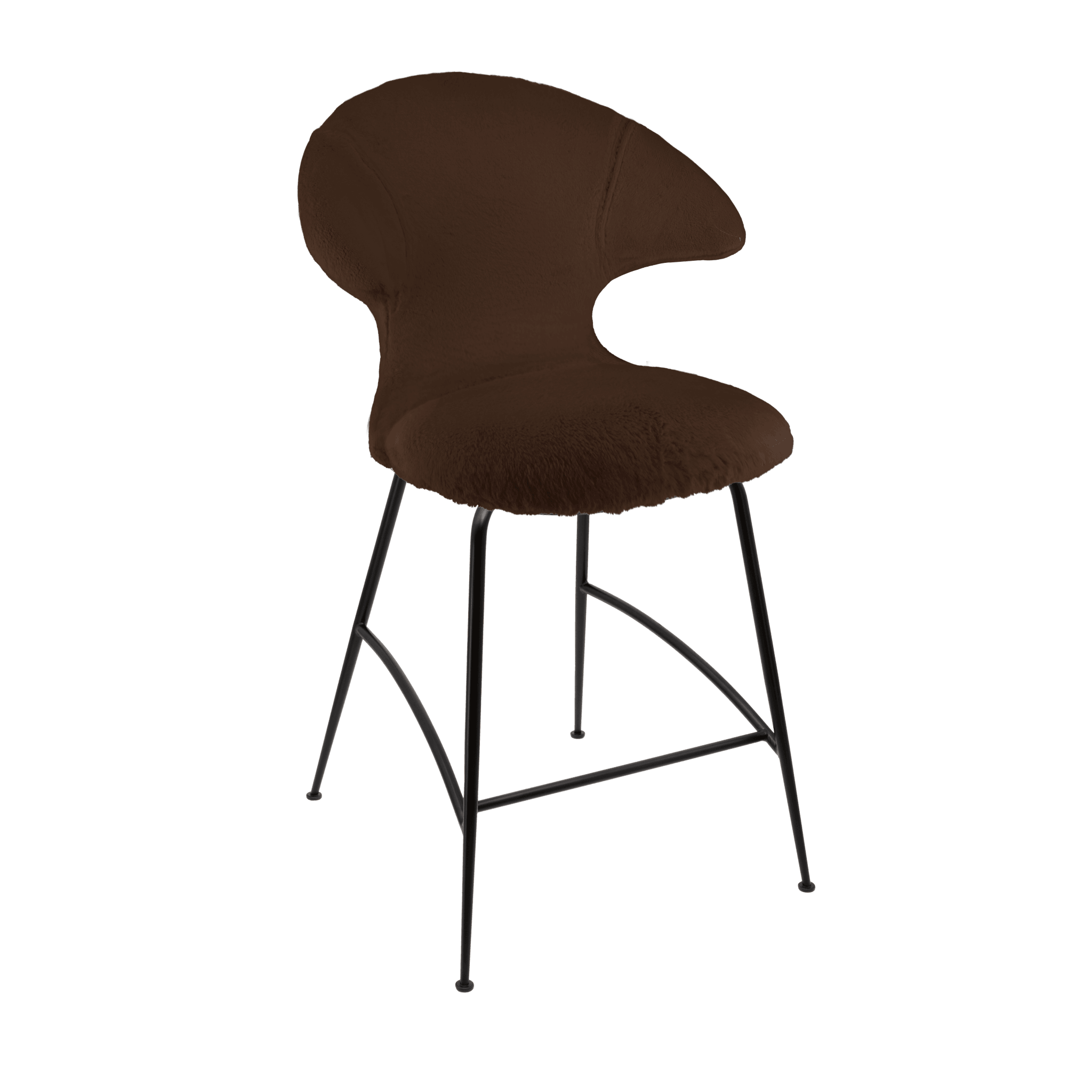 Krzesło barowe TIME FLIES brązowy plusz z czarną podstawą UMAGE Eye on Design