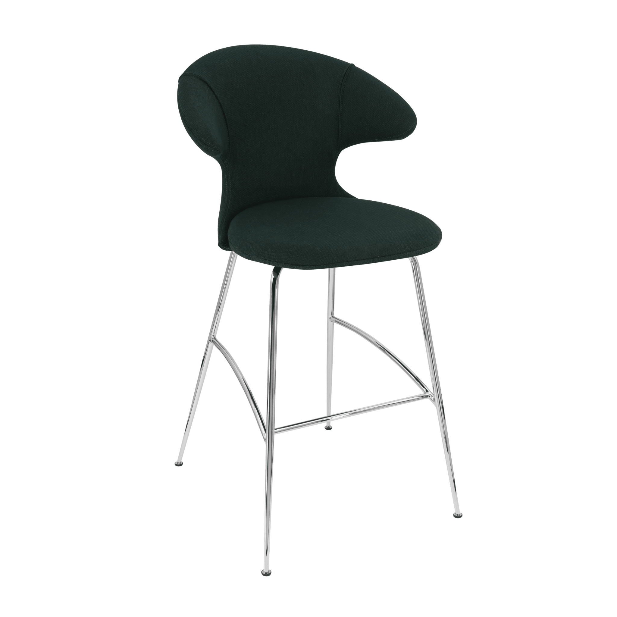 Krzesło barowe TIME FLIES butelkowa zieleń ze srebrną podstawą UMAGE Eye on Design