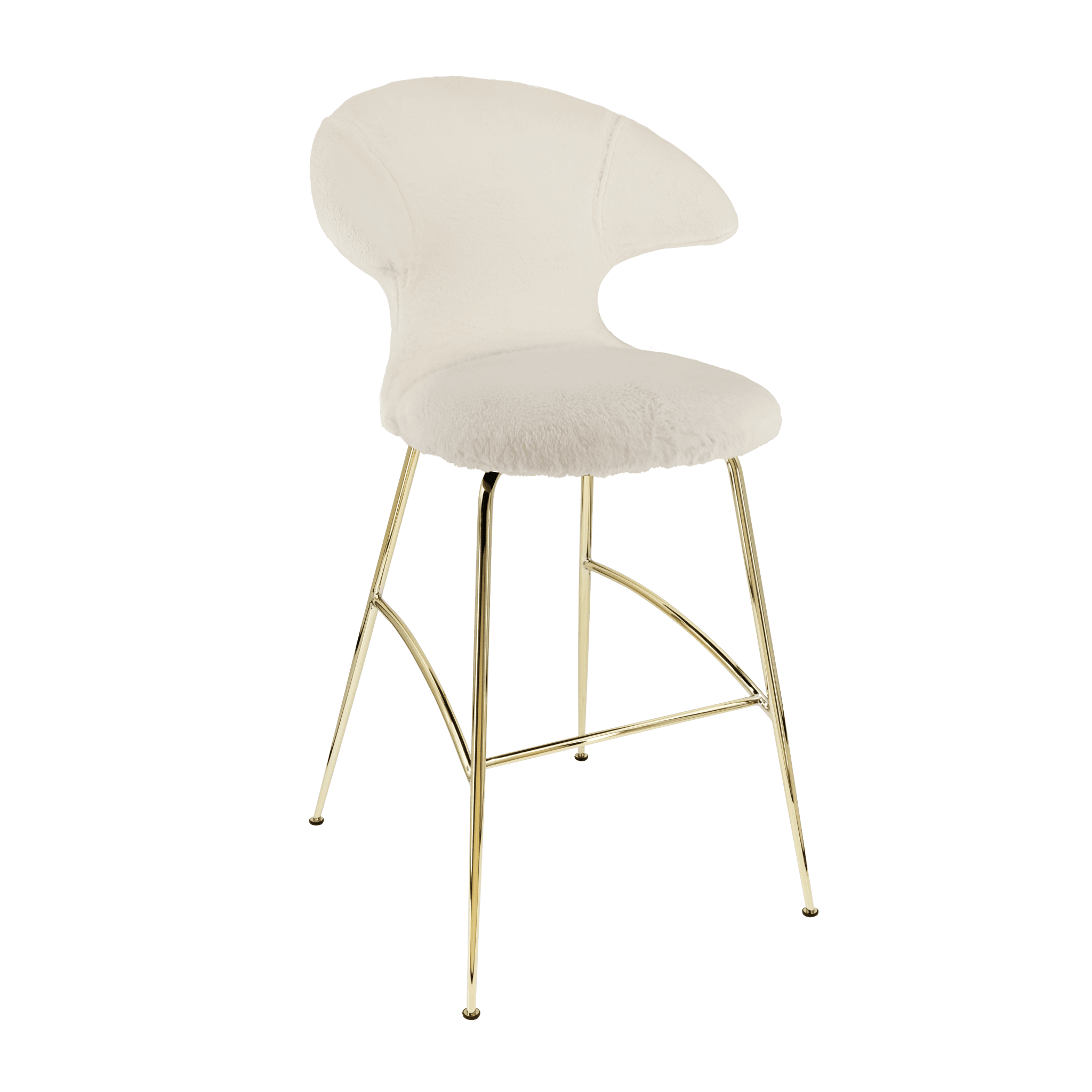 Krzesło barowe TIME FLIES kremowy plusz ze złotą podstawą UMAGE Eye on Design