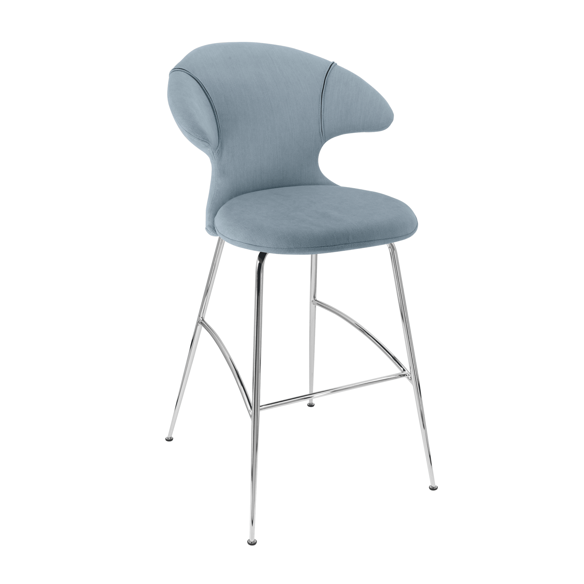 Krzesło barowe TIME FLIES niebieski ze srebrną podstawą UMAGE Eye on Design