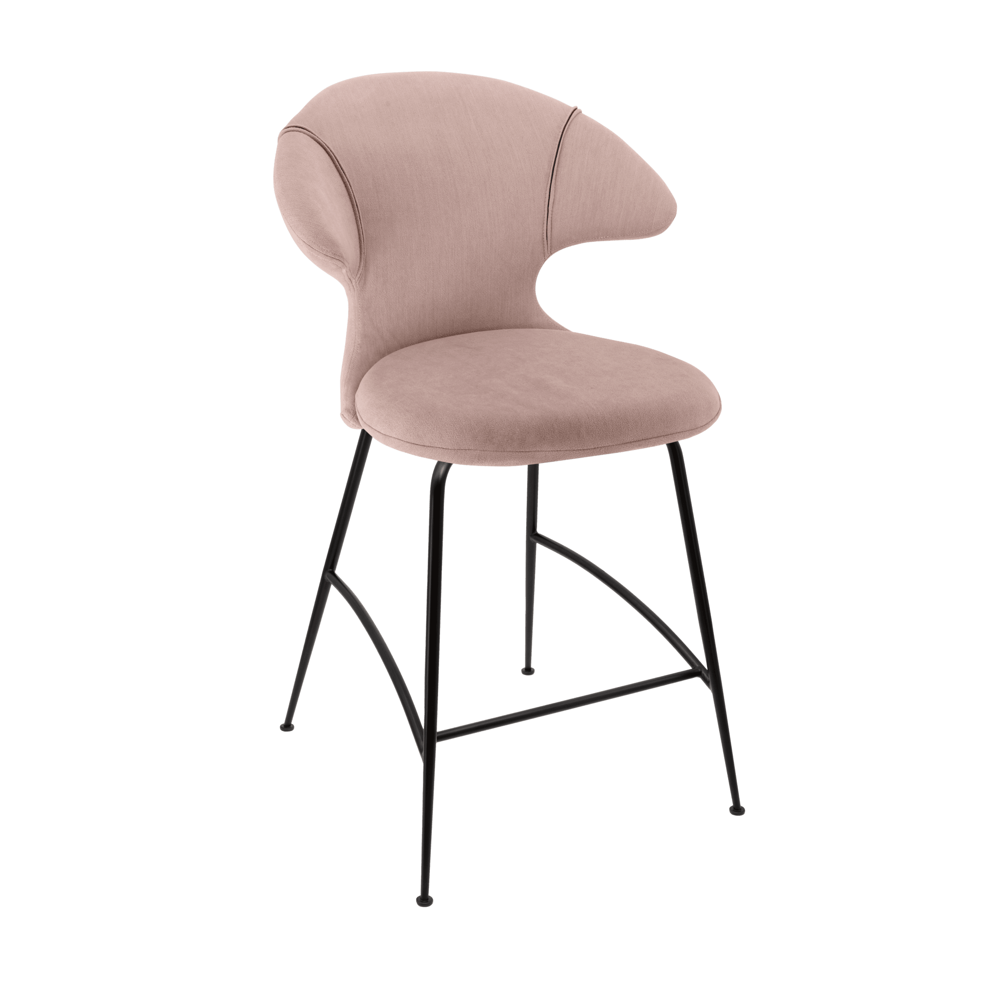 Krzesło barowe TIME FLIES pudrowy róż z czarną podstawą UMAGE Eye on Design