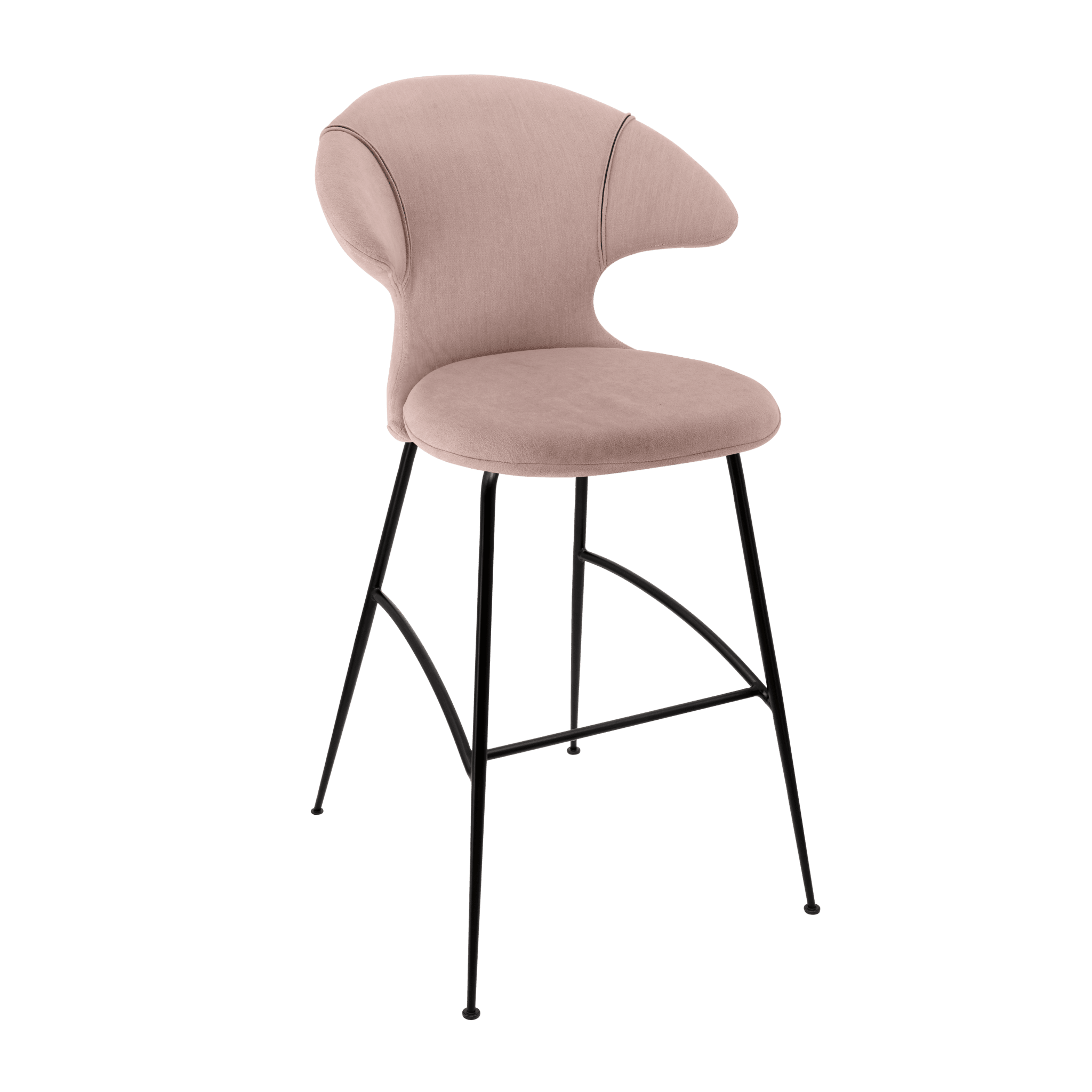 Krzesło barowe TIME FLIES pudrowy róż z czarną podstawą UMAGE Eye on Design