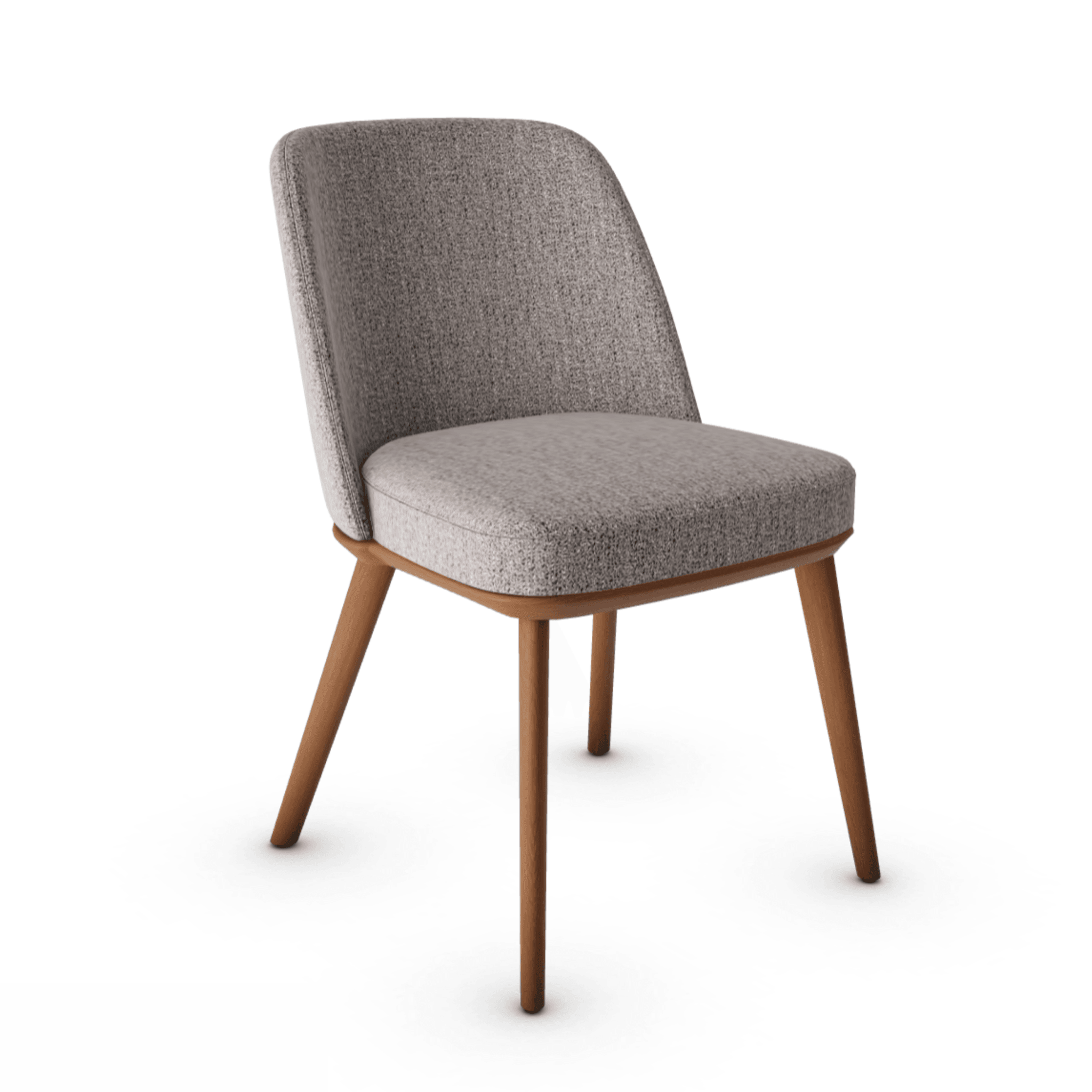 Krzesło FOYER boucle taupe z drewnianą podstawą Calligaris drewniana orzech włoski Eye on Design