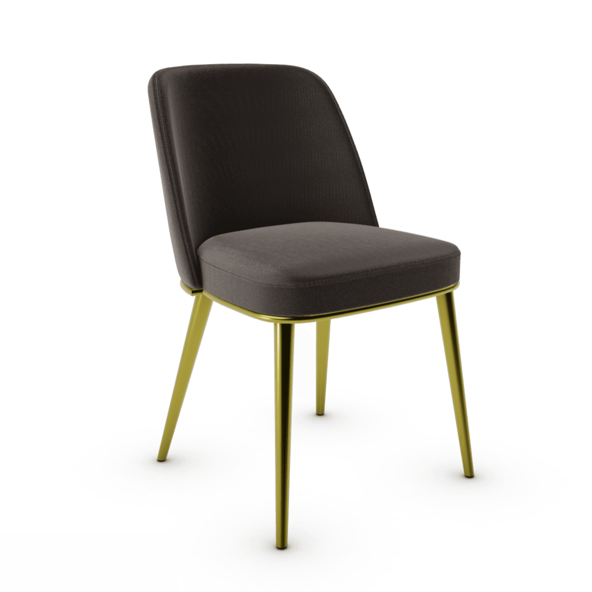 Krzesło FOYER ciemnobrązowy z metalową podstawą Calligaris metalowa matowy mosiądz Eye on Design