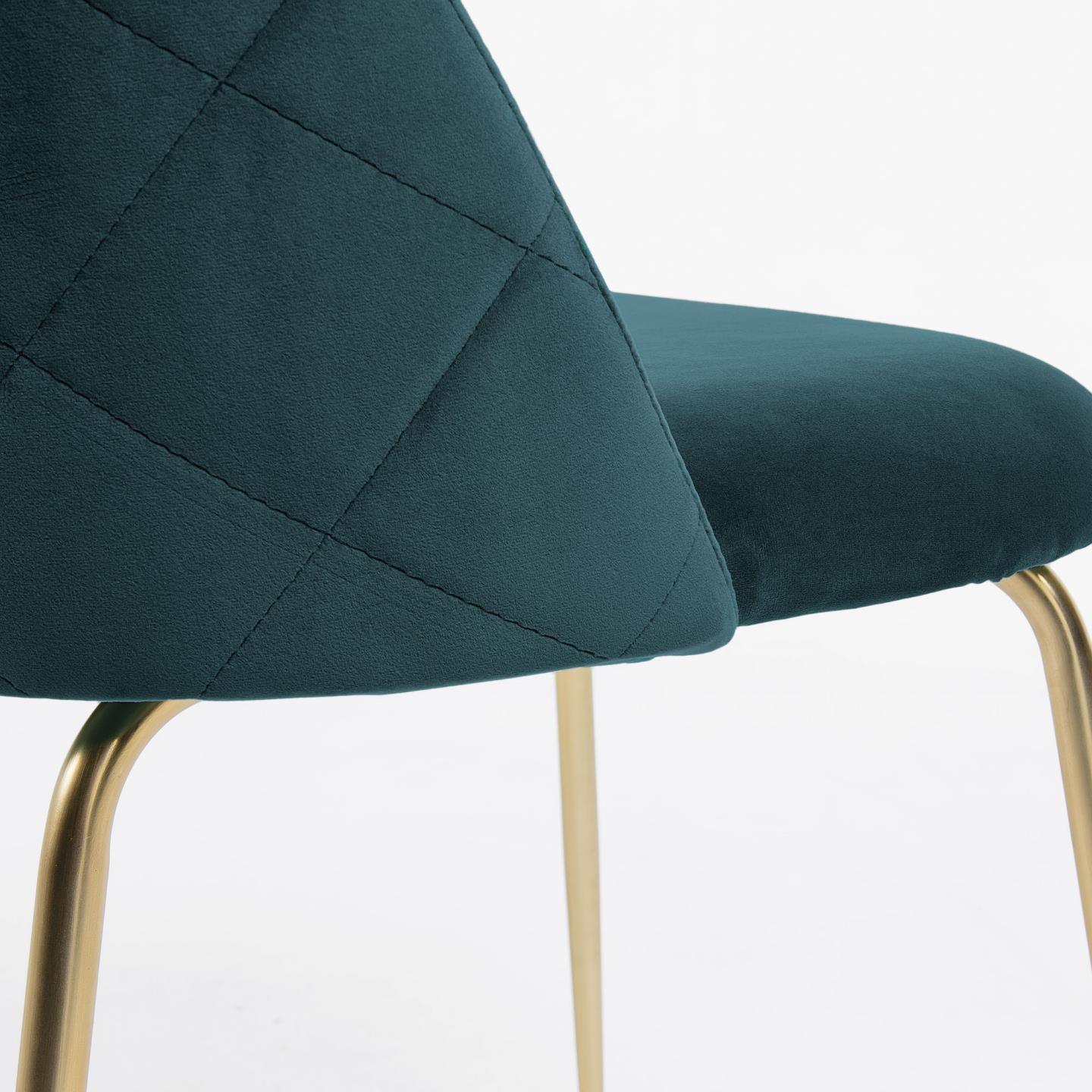 Krzesło IVONNE turkusowy aksamit ze złotą podstawą La Forma Eye on Design