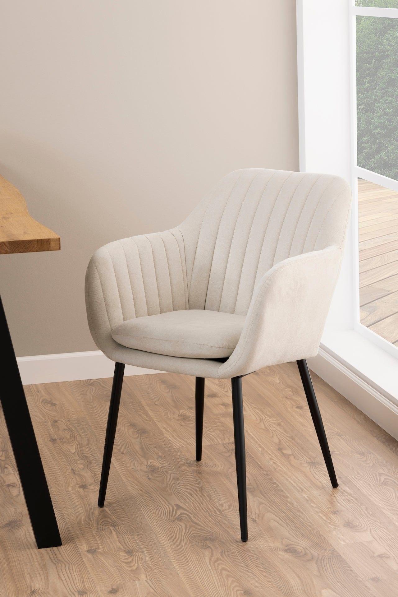 Krzesło MIKKEL beżowy tkanina strukturalna z czarną podstawą Home Essentials Eye on Design