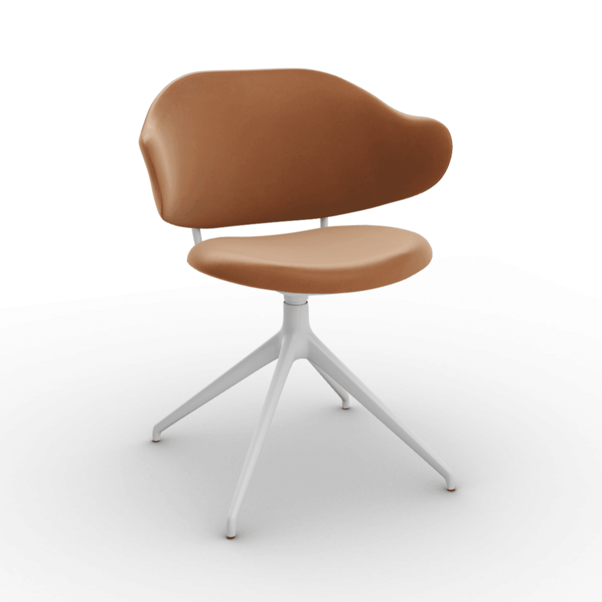 Krzesło obrotowe HOLLY koniakowa ekoskóra Calligaris 180° matowa biel Eye on Design