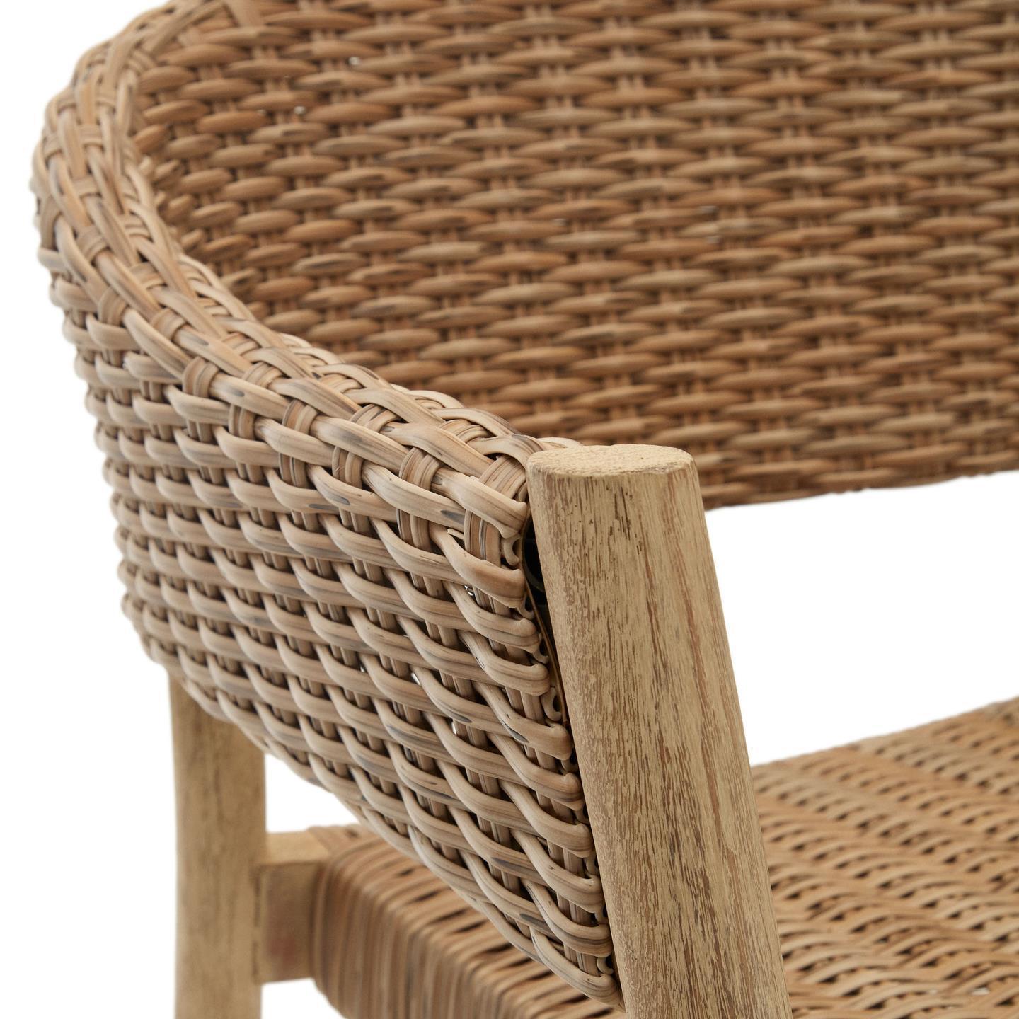 Krzesło ogrodowe POLA lite drewno eukaliptusowe z rattanowy wykończeniem La Forma Eye on Design