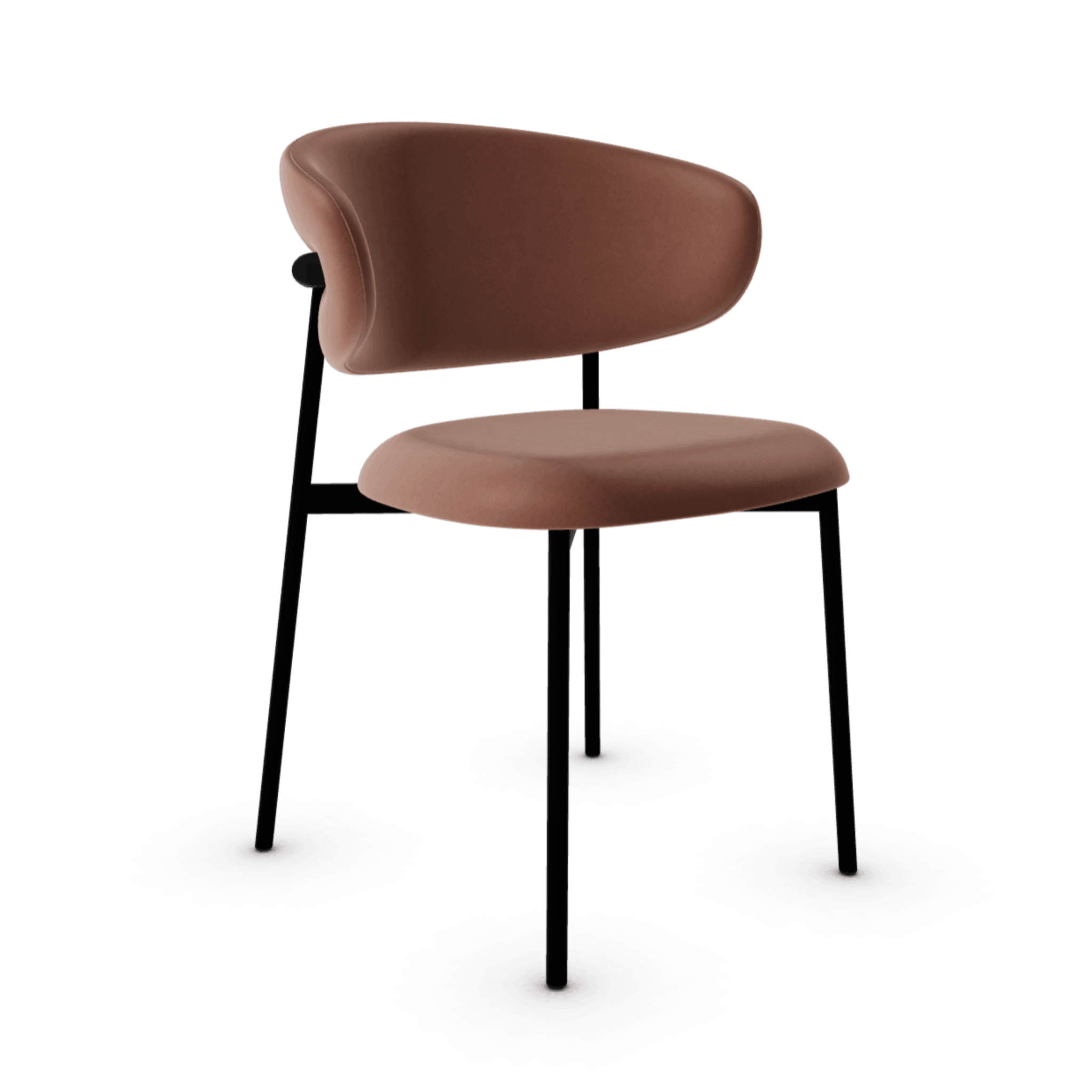 Krzesło OLEANDRO brązowa ekoskóra z metalową podstawą Calligaris metalowa matowa czerń Eye on Design