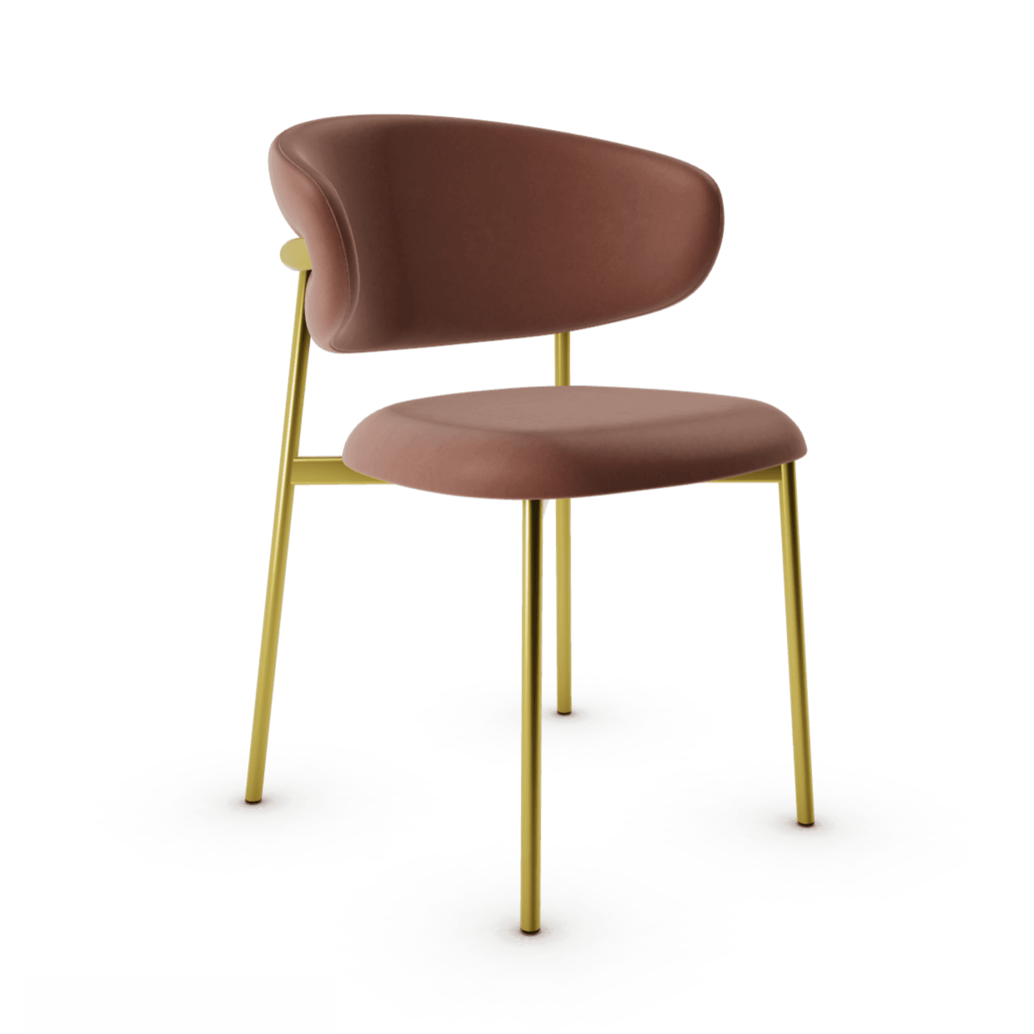 Krzesło OLEANDRO brązowa ekoskóra z metalową podstawą Calligaris metalowa polerowany mosiądz Eye on Design