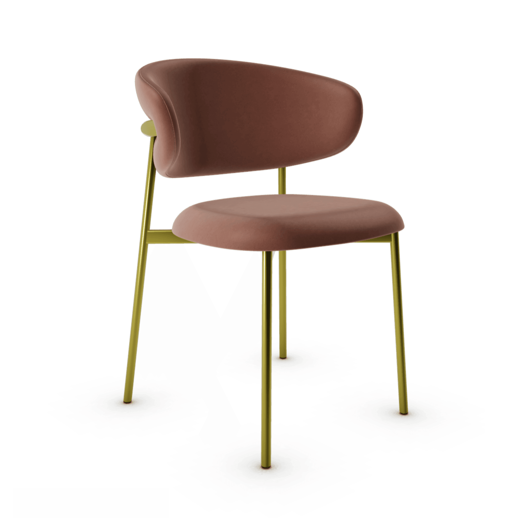 Krzesło OLEANDRO brązowa ekoskóra z metalową podstawą Calligaris metalowa matowy mosiądz Eye on Design