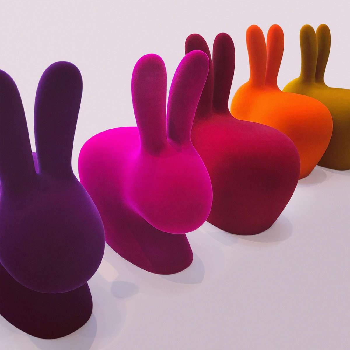 Krzesło RABBIT VELVET fuksja Qeeboo Eye on Design