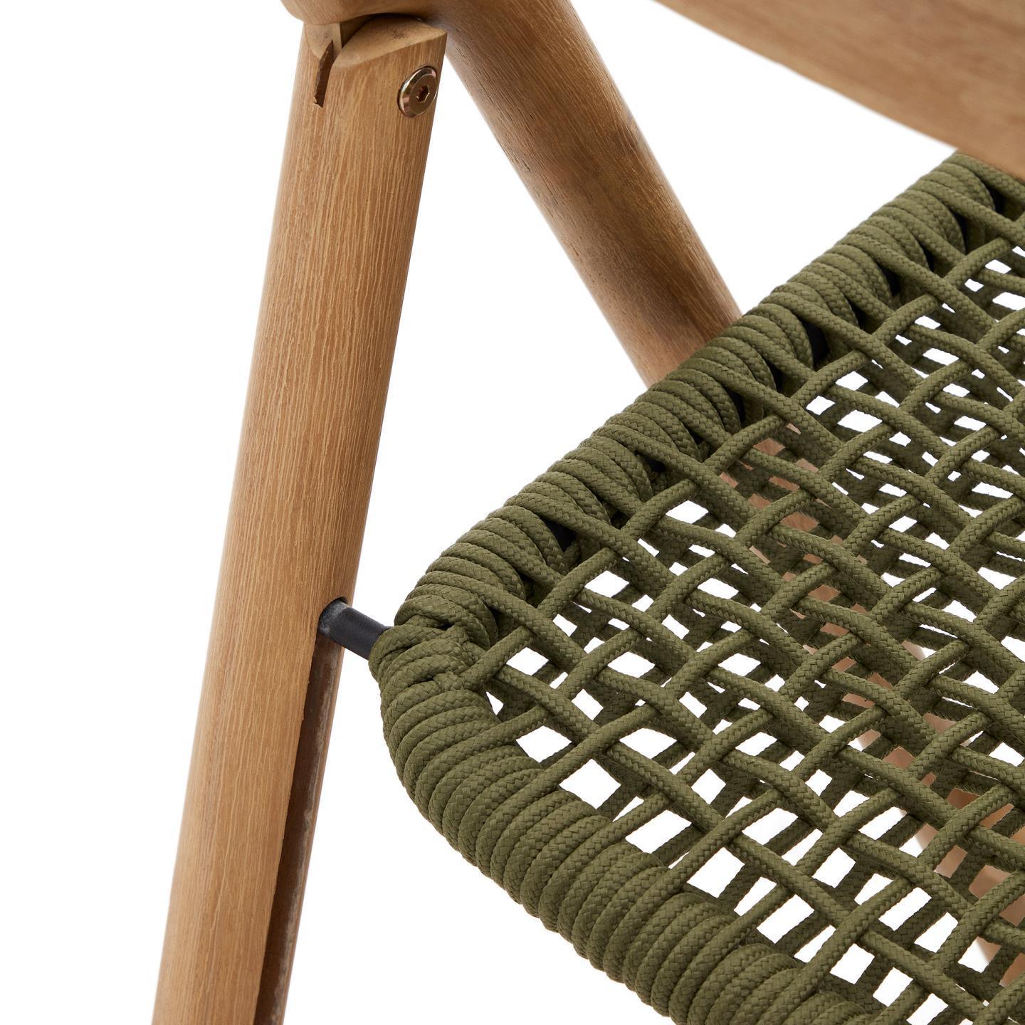 Krzesło składane DANDARA lite drewno akacjowe z zielonym siedziskiem La Forma Eye on Design