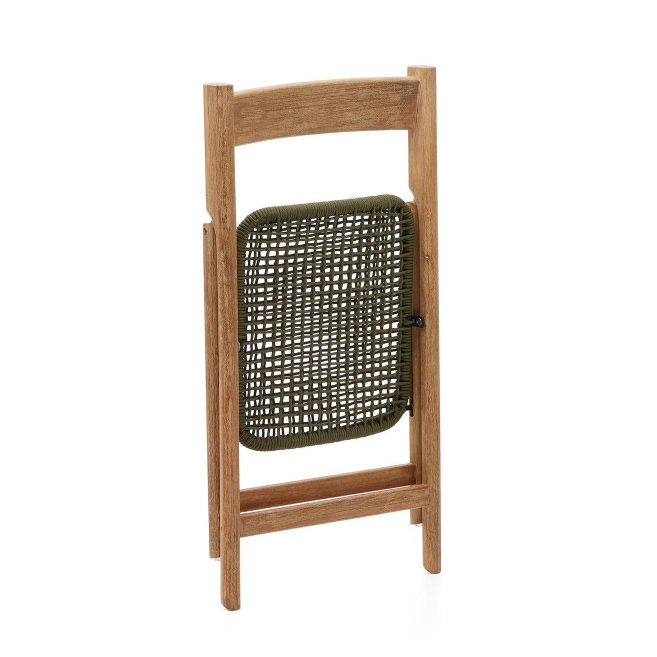 Krzesło składane DANDARA lite drewno akacjowe z zielonym siedziskiem La Forma Eye on Design