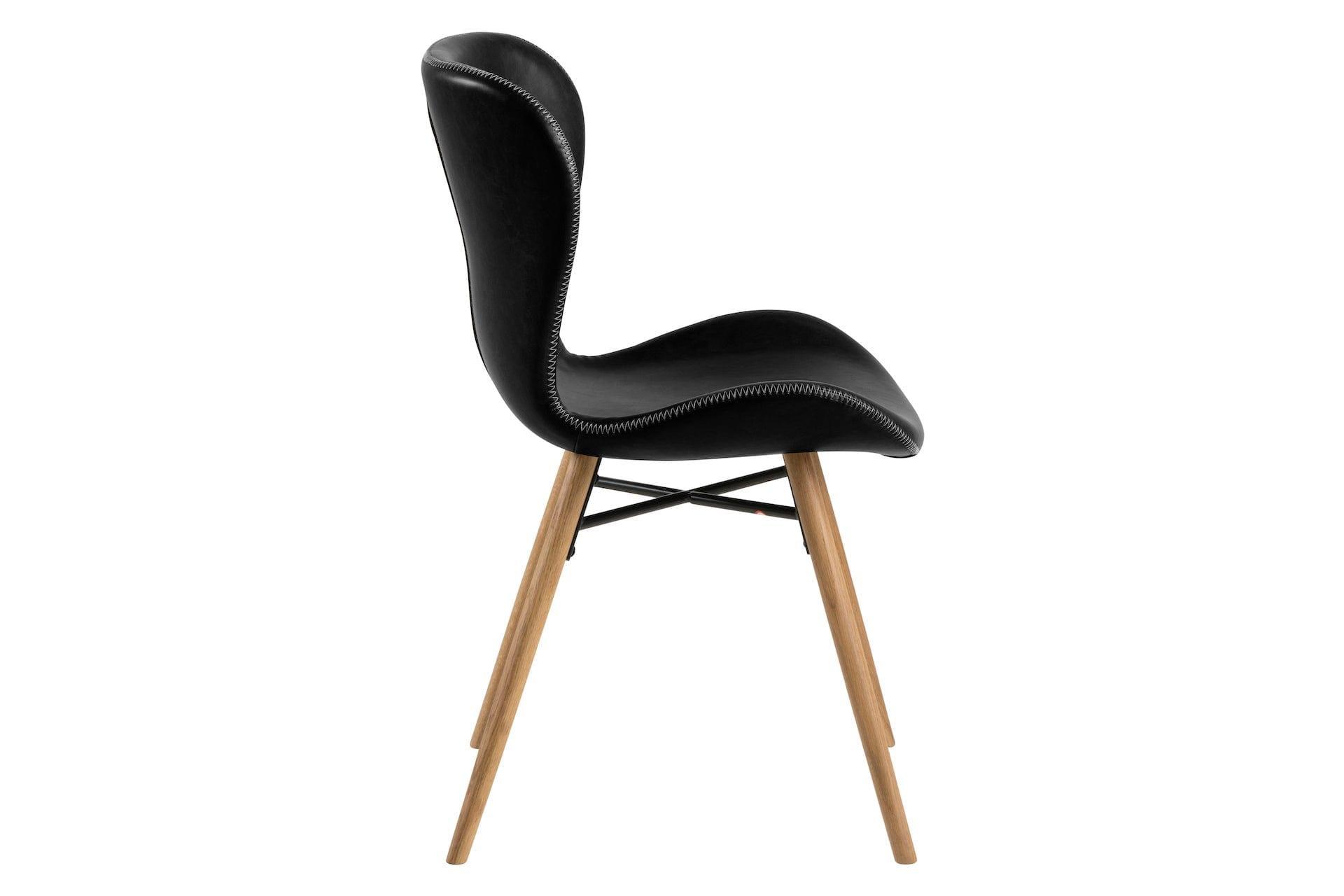 Krzesło skórzane BJORN czarny z jasną podstawą Home Essentials Eye on Design