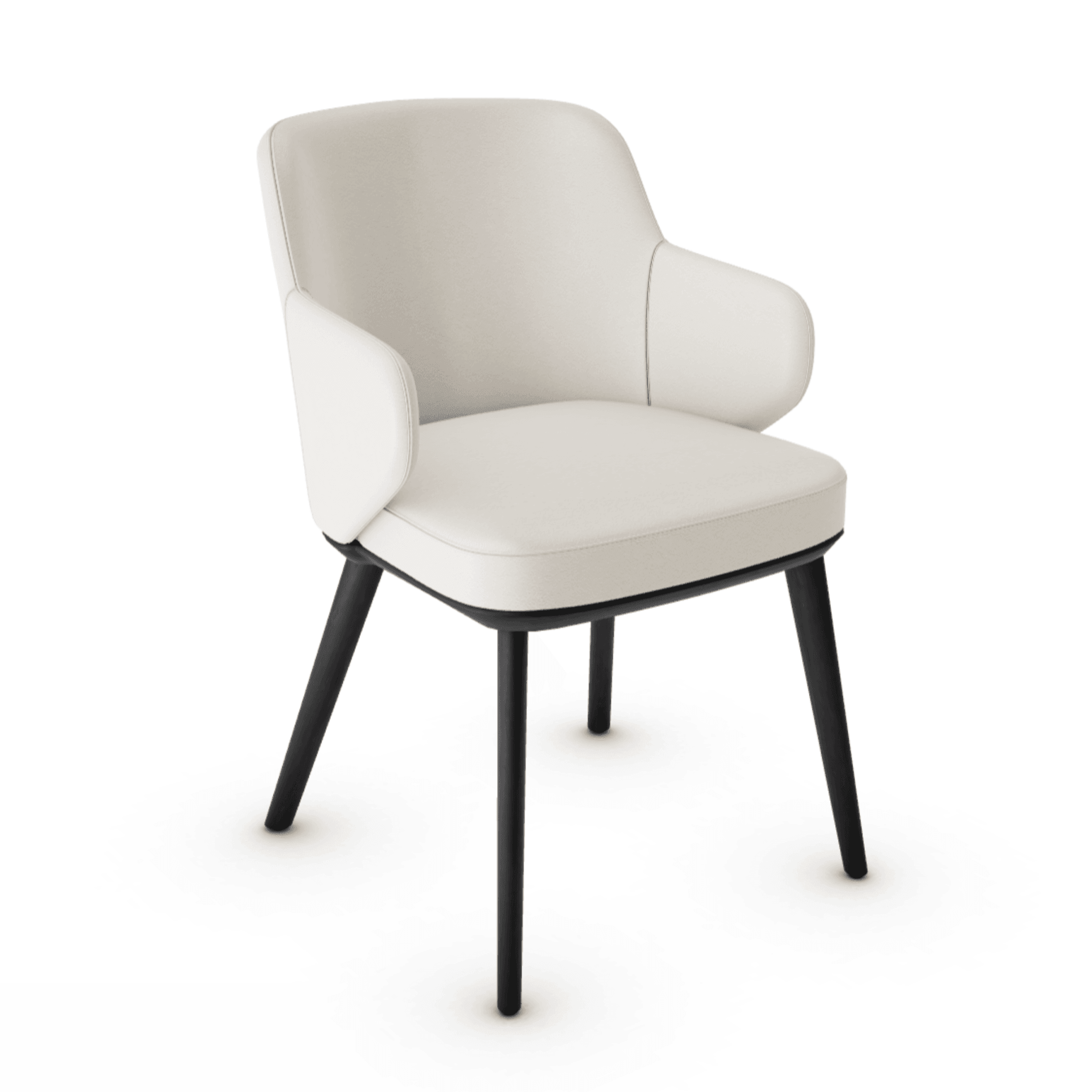 Krzesło skórzane z podłokietnikami FOYER kremowy z drewnianą podstawą Calligaris drewniana matowa czerń Eye on Design