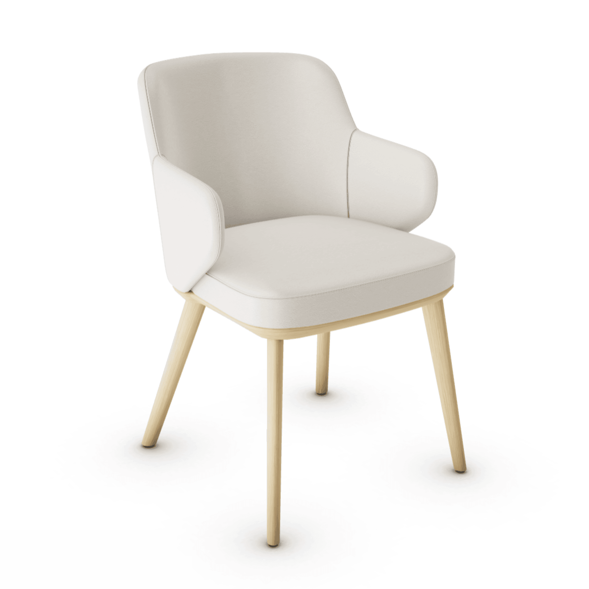 Krzesło skórzane z podłokietnikami FOYER kremowy z drewnianą podstawą Calligaris drewniana naturalny dąb Eye on Design