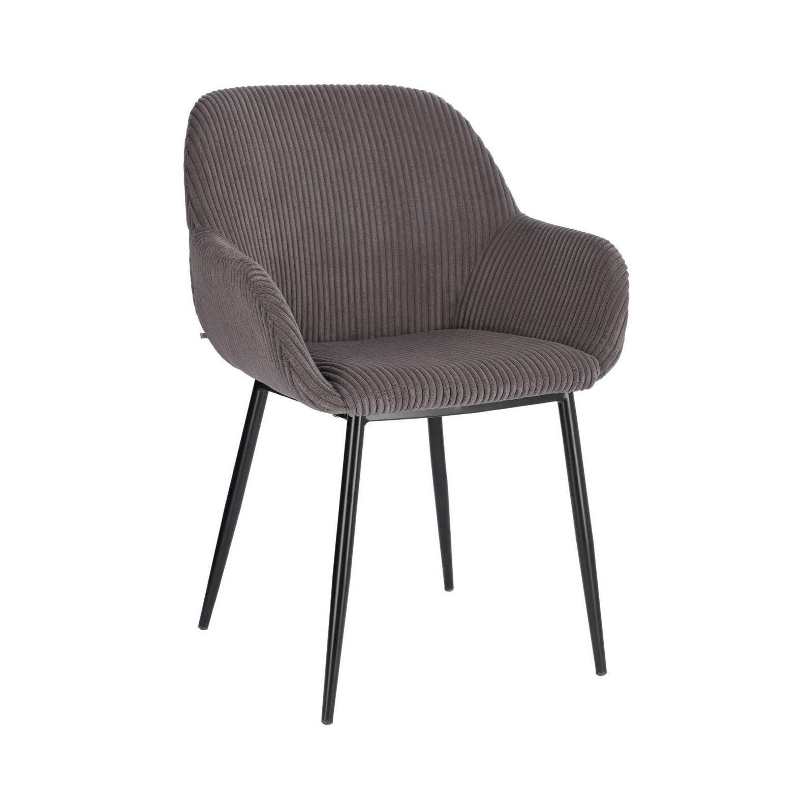 Krzesło sztruksowe KONNA szary z czarną podstawą La Forma Eye on Design