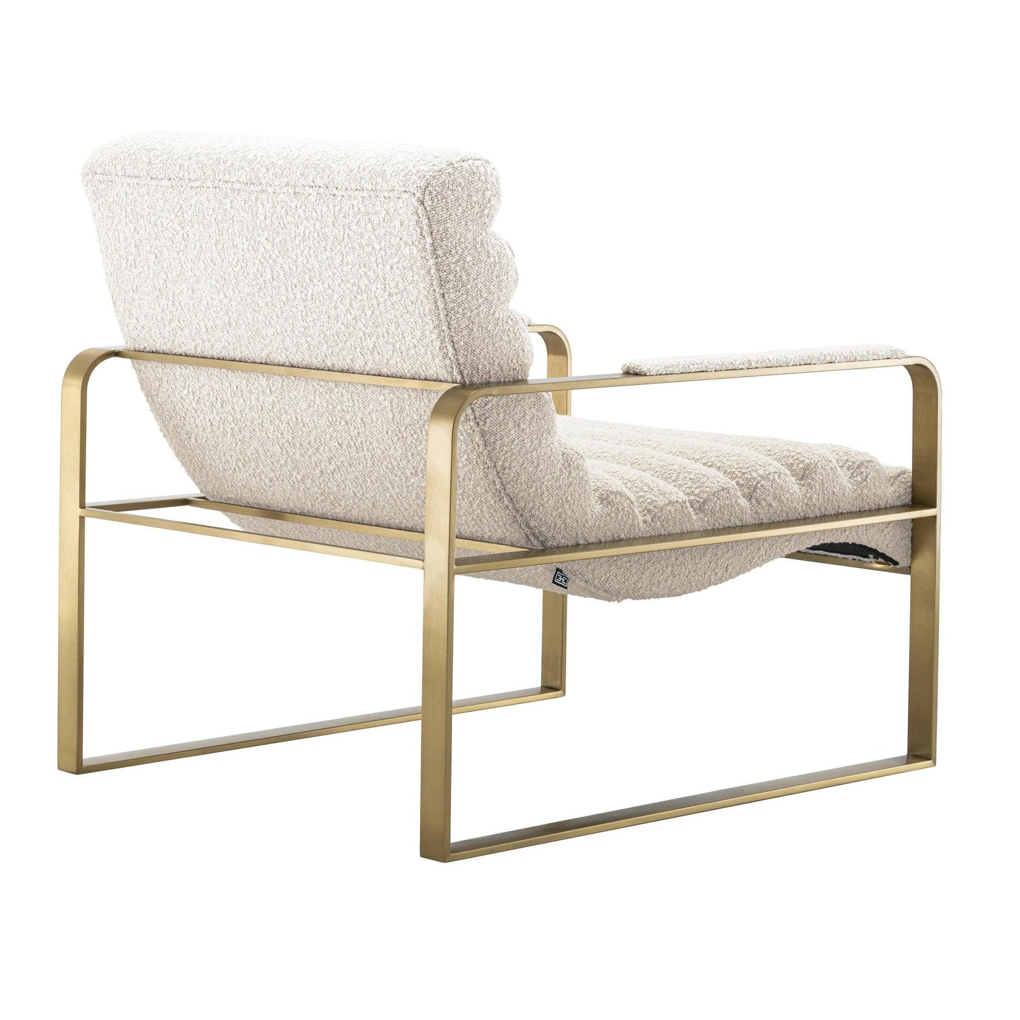 Krzesło w tkaninie boucle OLSEN kremowy z mosiężnym wykończeniem Eichholtz Eye on Design