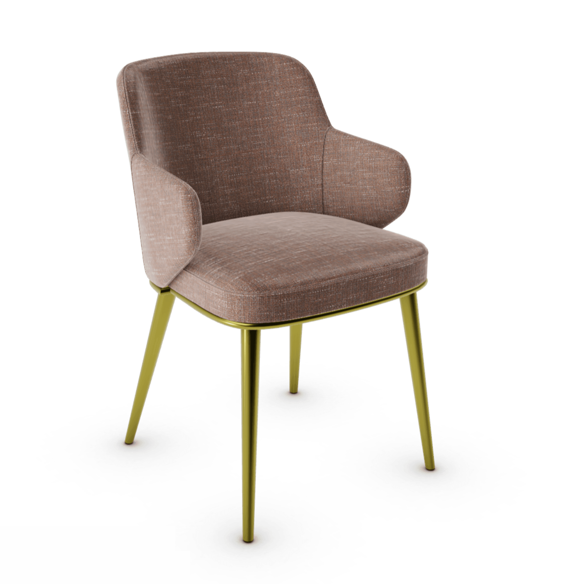 Krzesło z podłokietnikami FOYER boucle ceglany z metalową podstawą Calligaris metalowa matowy mosiądz Eye on Design