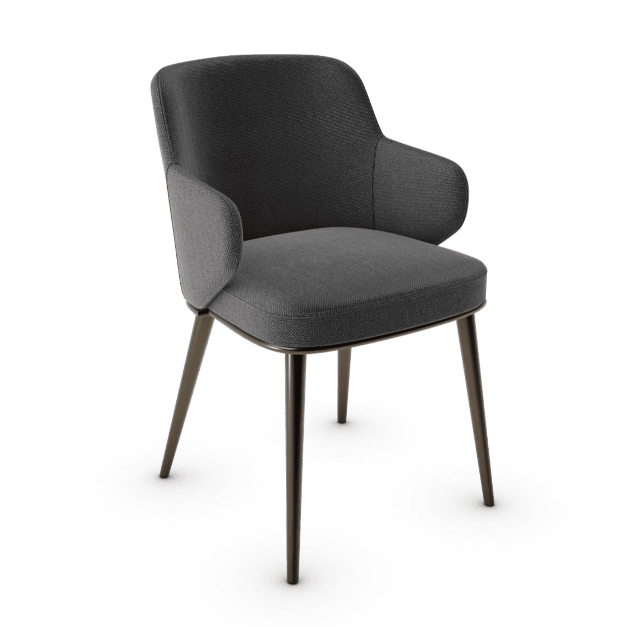 Krzesło z podłokietnikami FOYER ciemnoszary z metalową podstawą Calligaris metalowa matowy brąz Eye on Design