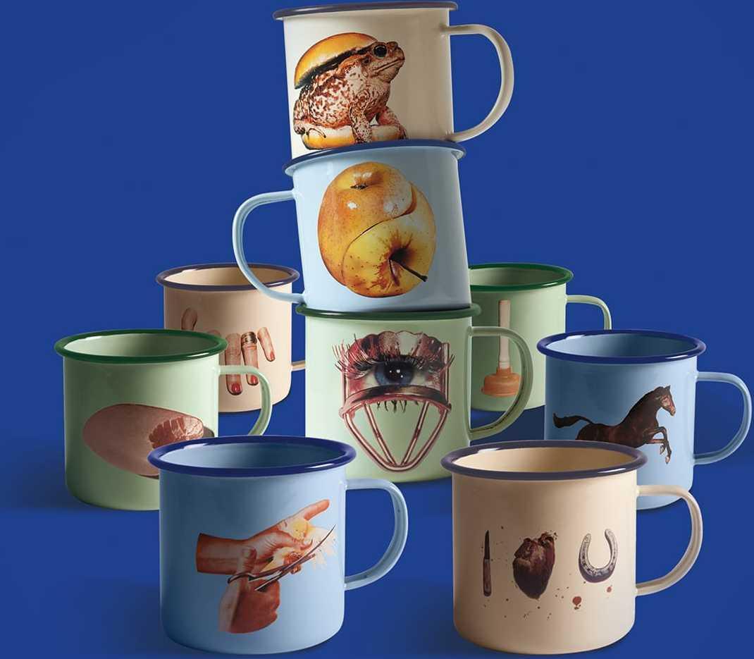 Kubek emaliowany BIRD niebieski Seletti Eye on Design