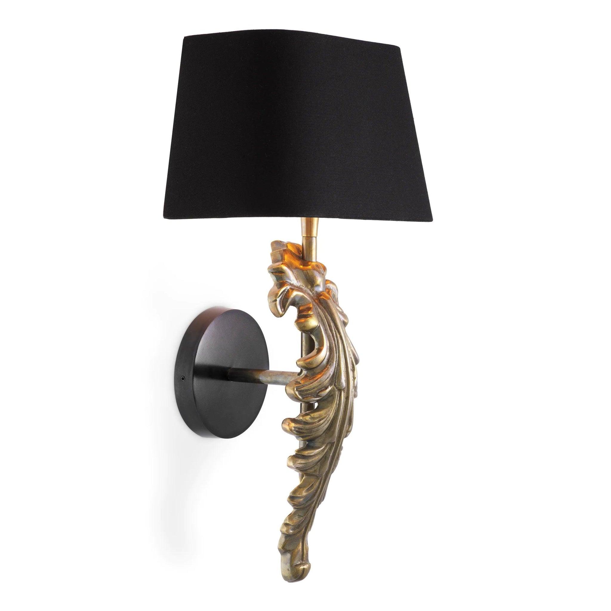 Lampa ścienna BEAU SITE postarzany mosiądz z czarnym kloszem Eichholtz Eye on Design