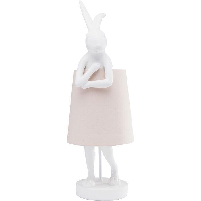 Lampa stołowa RABBIT biały z różowym kloszem Kare Design Eye on Design