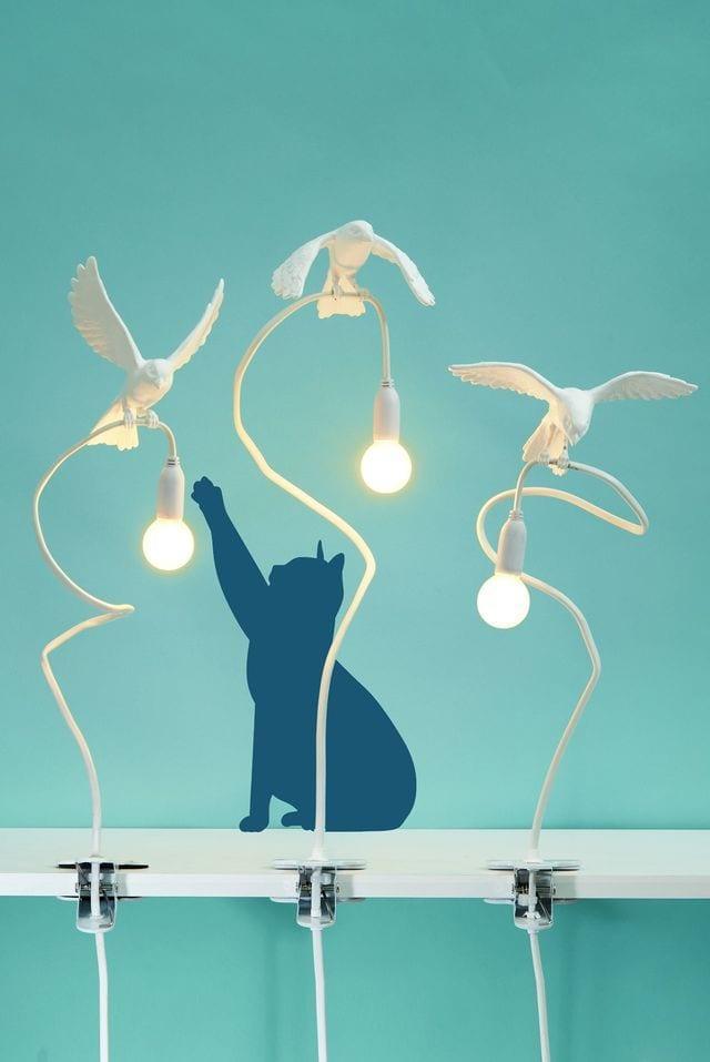 Lampa stołowa z zaciskiem SPARROW LANDING biały Seletti Eye on Design