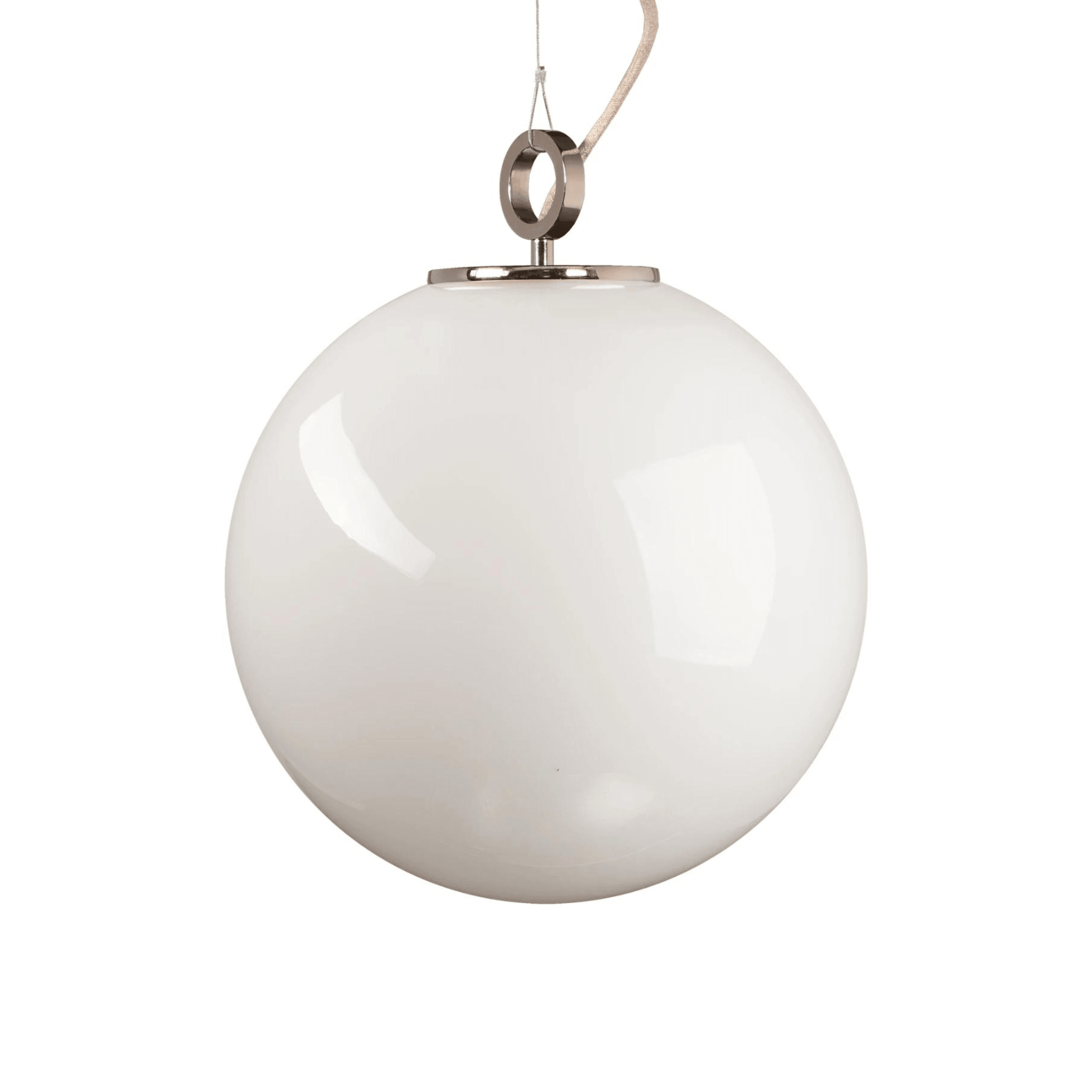 Lampa wisząca BIAŁA KULA nikiel Embassy Interiors 30 cm z pierścieniem Eye on Design